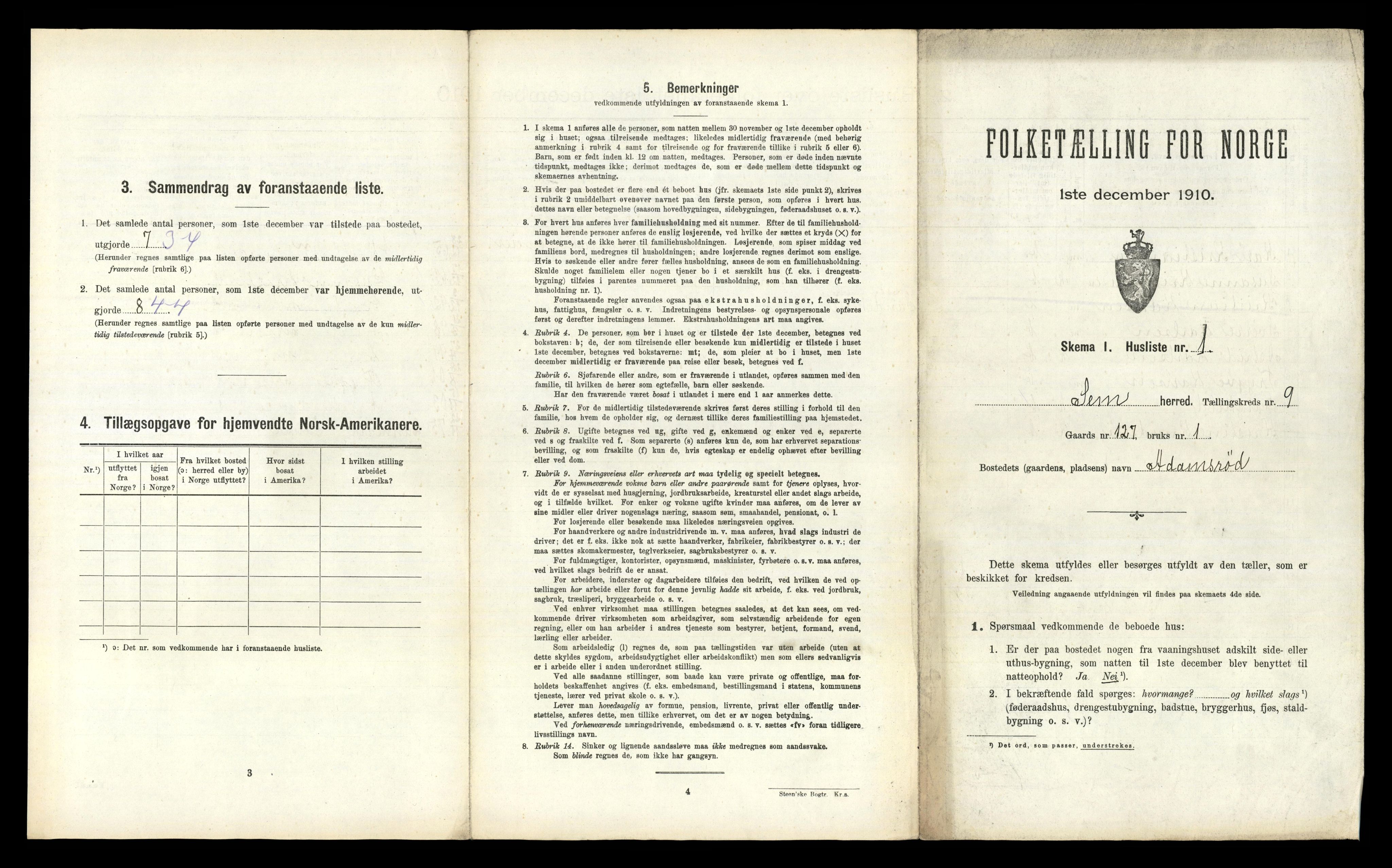 RA, 1910 census for Sem, 1910, p. 1450