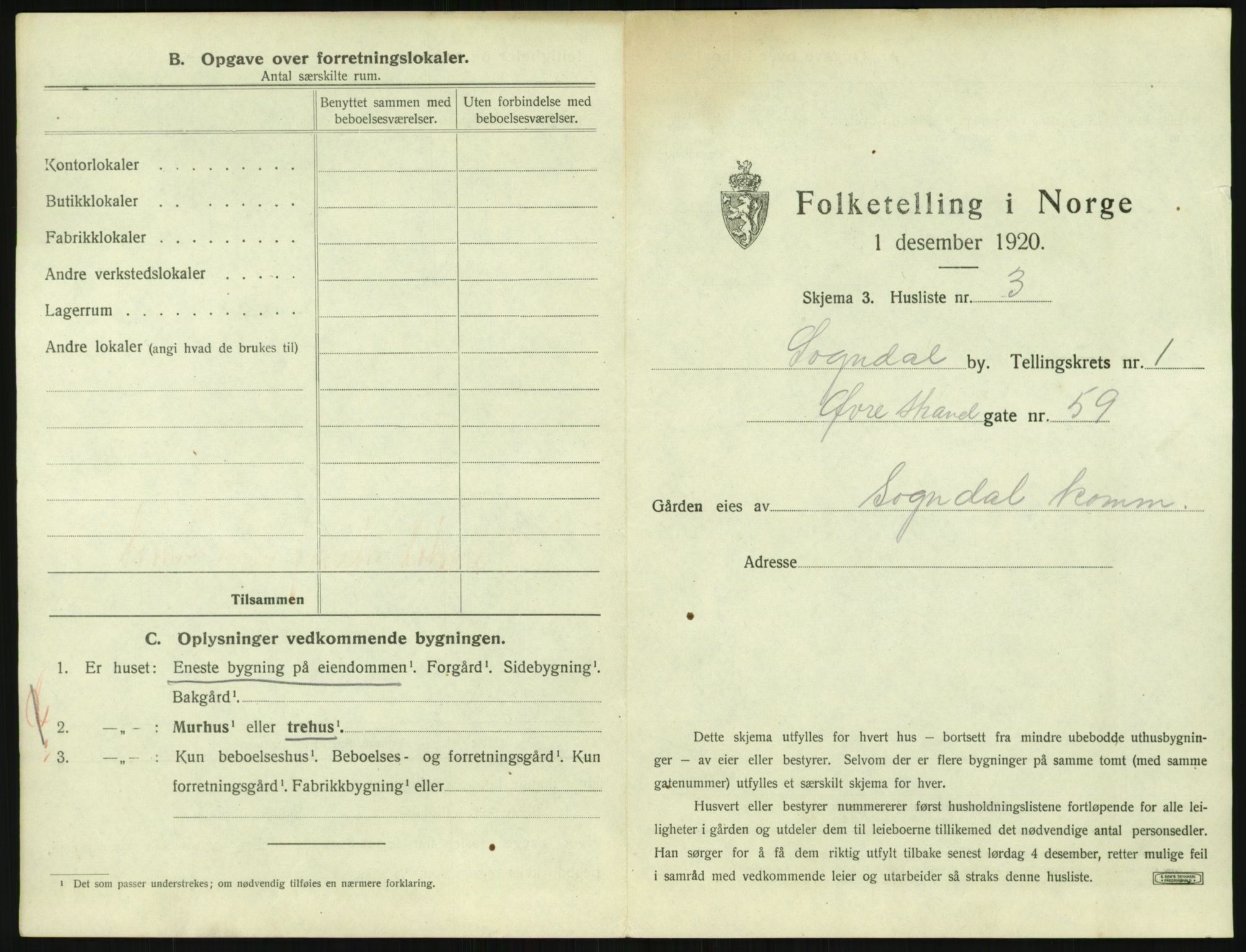 SAST, 1920 census for Sokndal town, 1920, p. 23