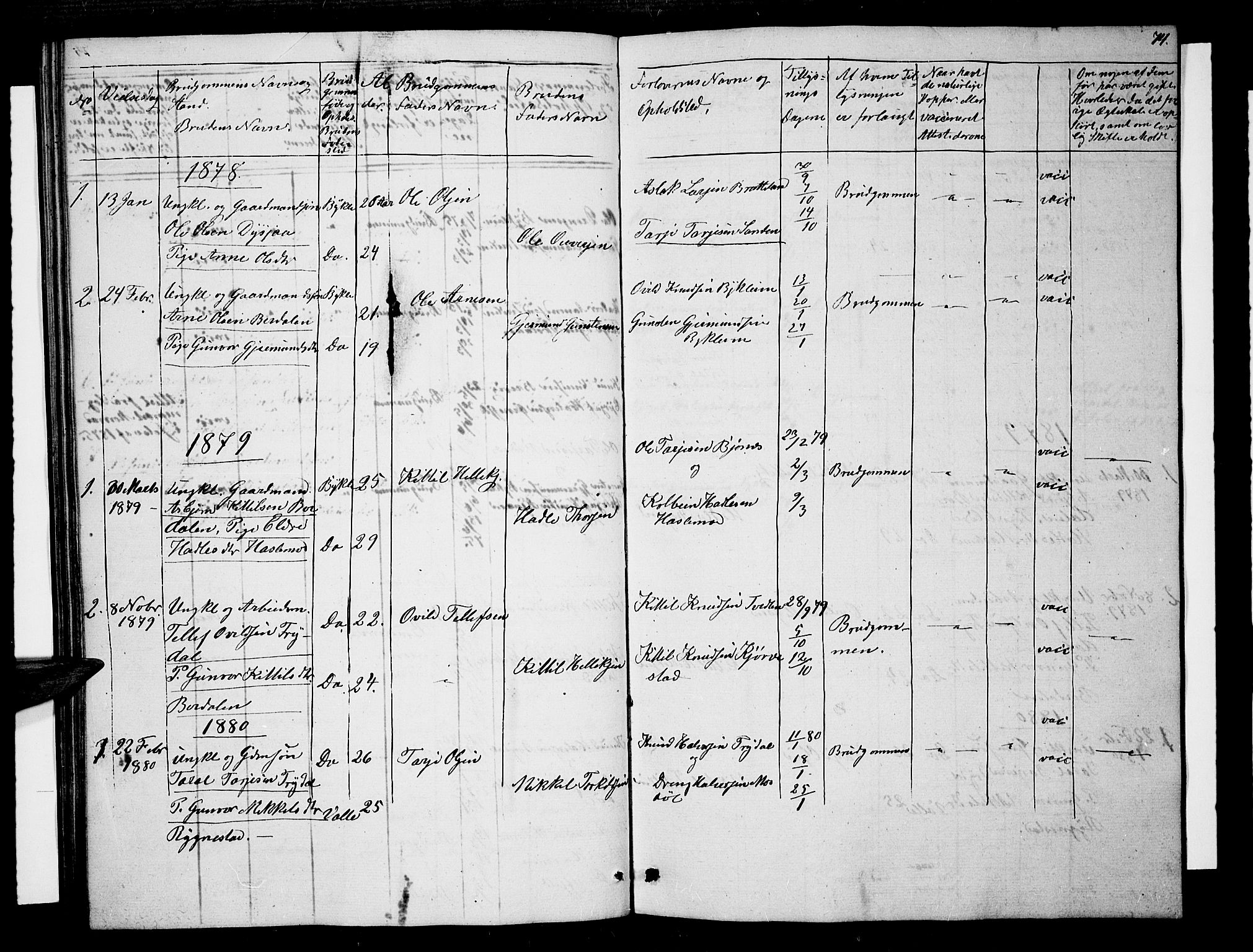 Valle sokneprestkontor, SAK/1111-0044/F/Fb/Fba/L0001: Parish register (copy) no. B 1, 1851-1882, p. 74