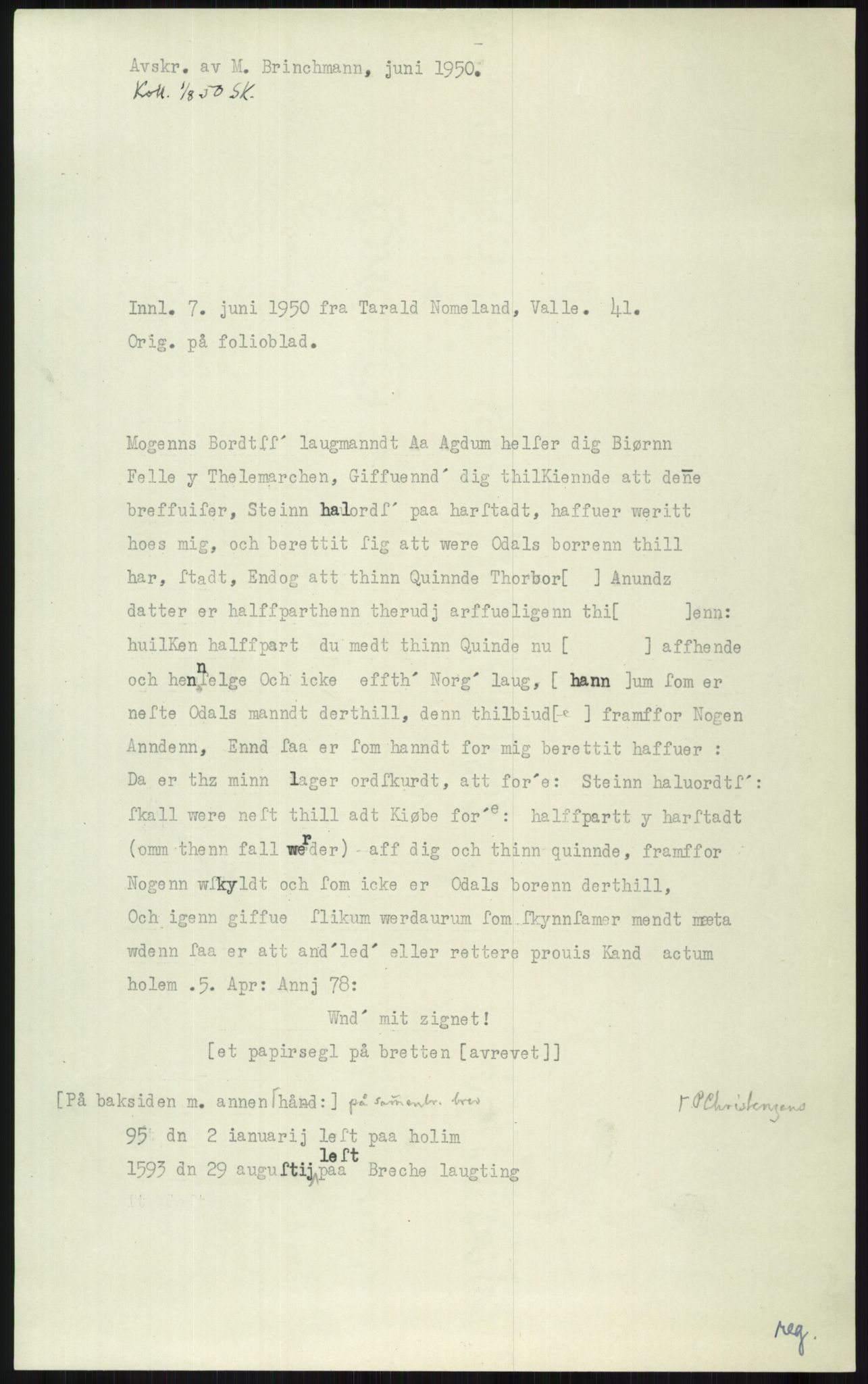 Samlinger til kildeutgivelse, Diplomavskriftsamlingen, AV/RA-EA-4053/H/Ha, p. 2883