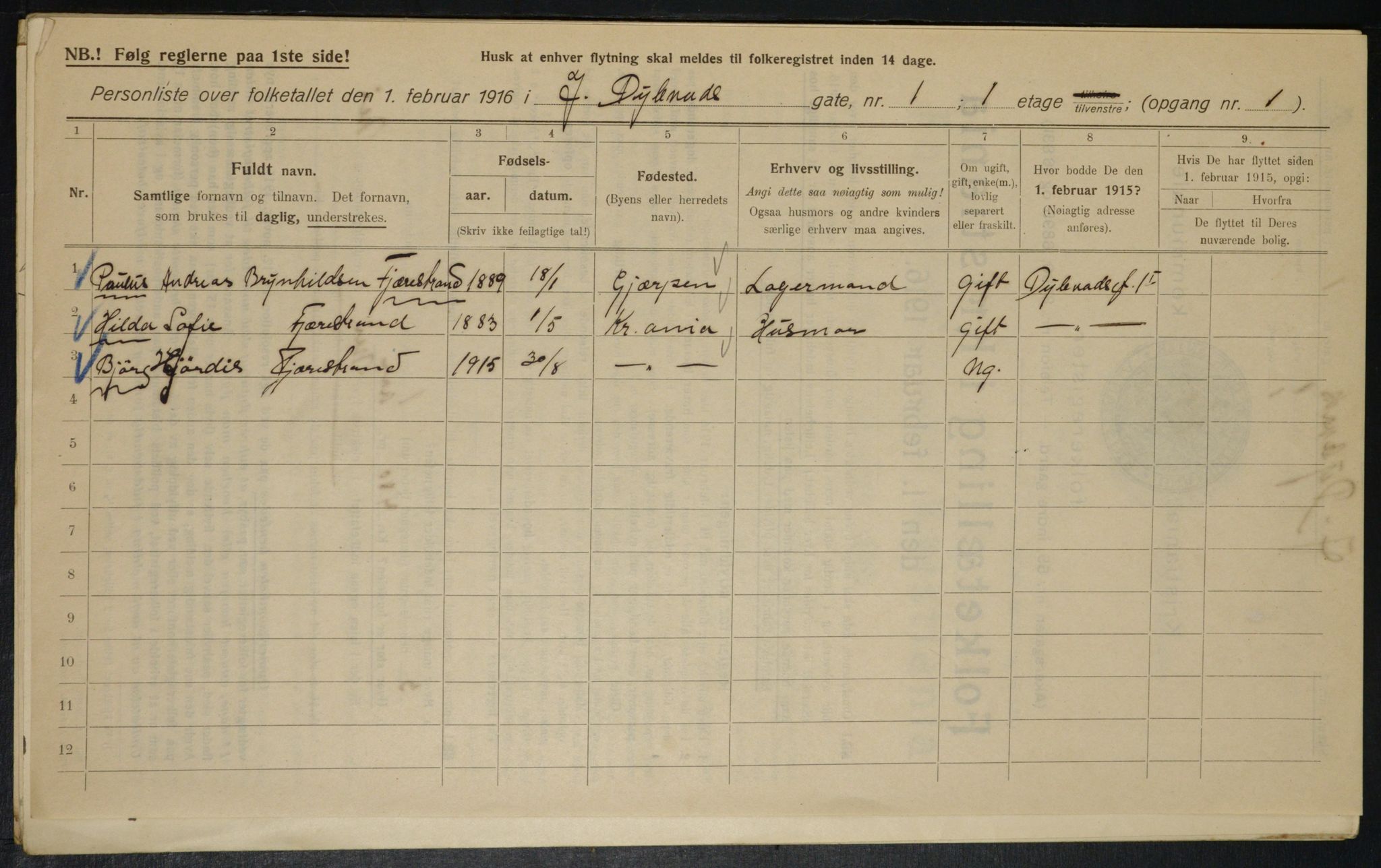 OBA, Municipal Census 1916 for Kristiania, 1916, p. 17533