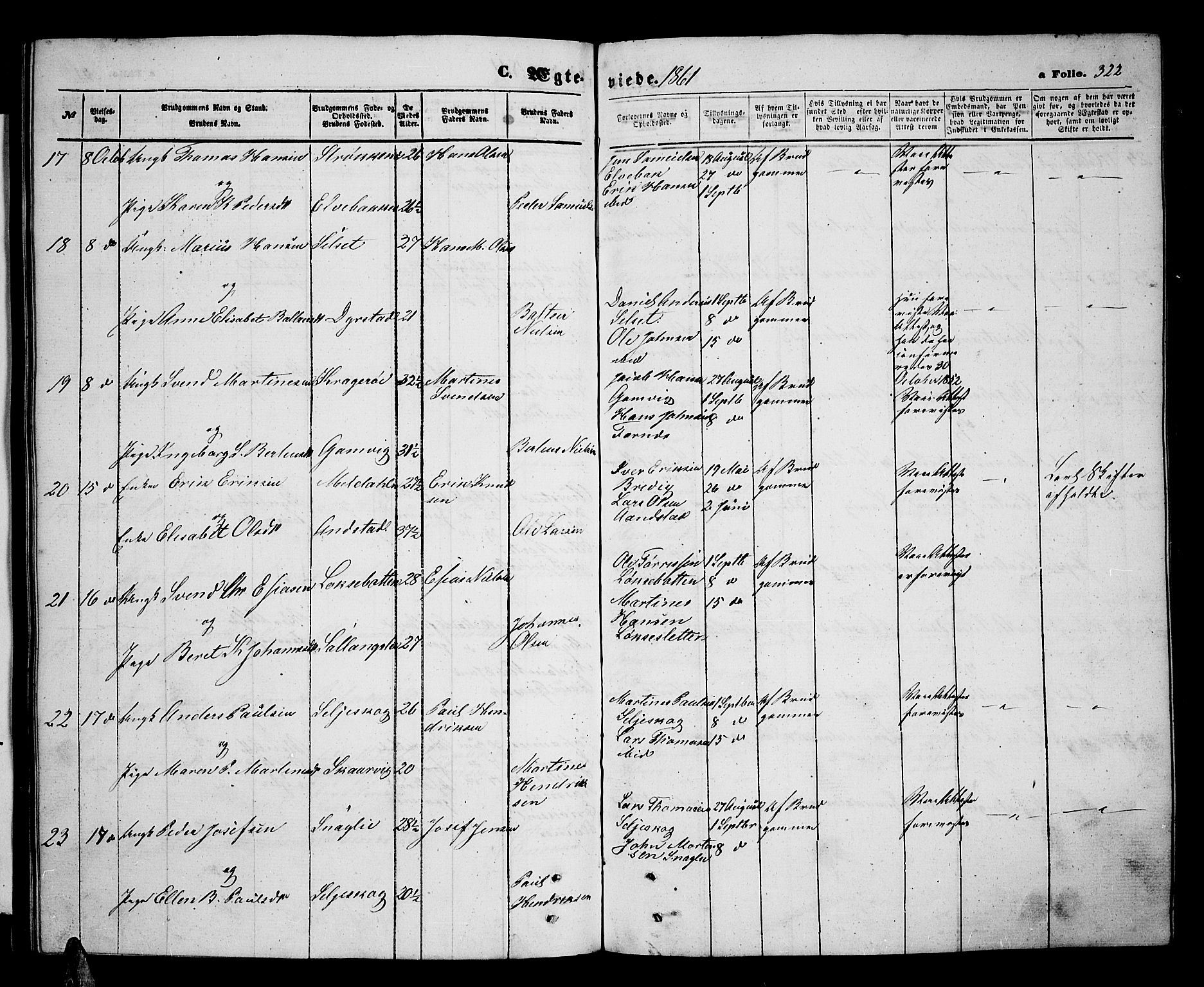 Ibestad sokneprestembete, AV/SATØ-S-0077/H/Ha/Hab/L0005klokker: Parish register (copy) no. 5, 1860-1871, p. 322