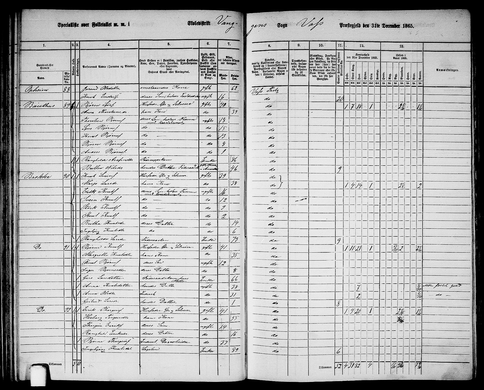 RA, 1865 census for Voss, 1865, p. 47
