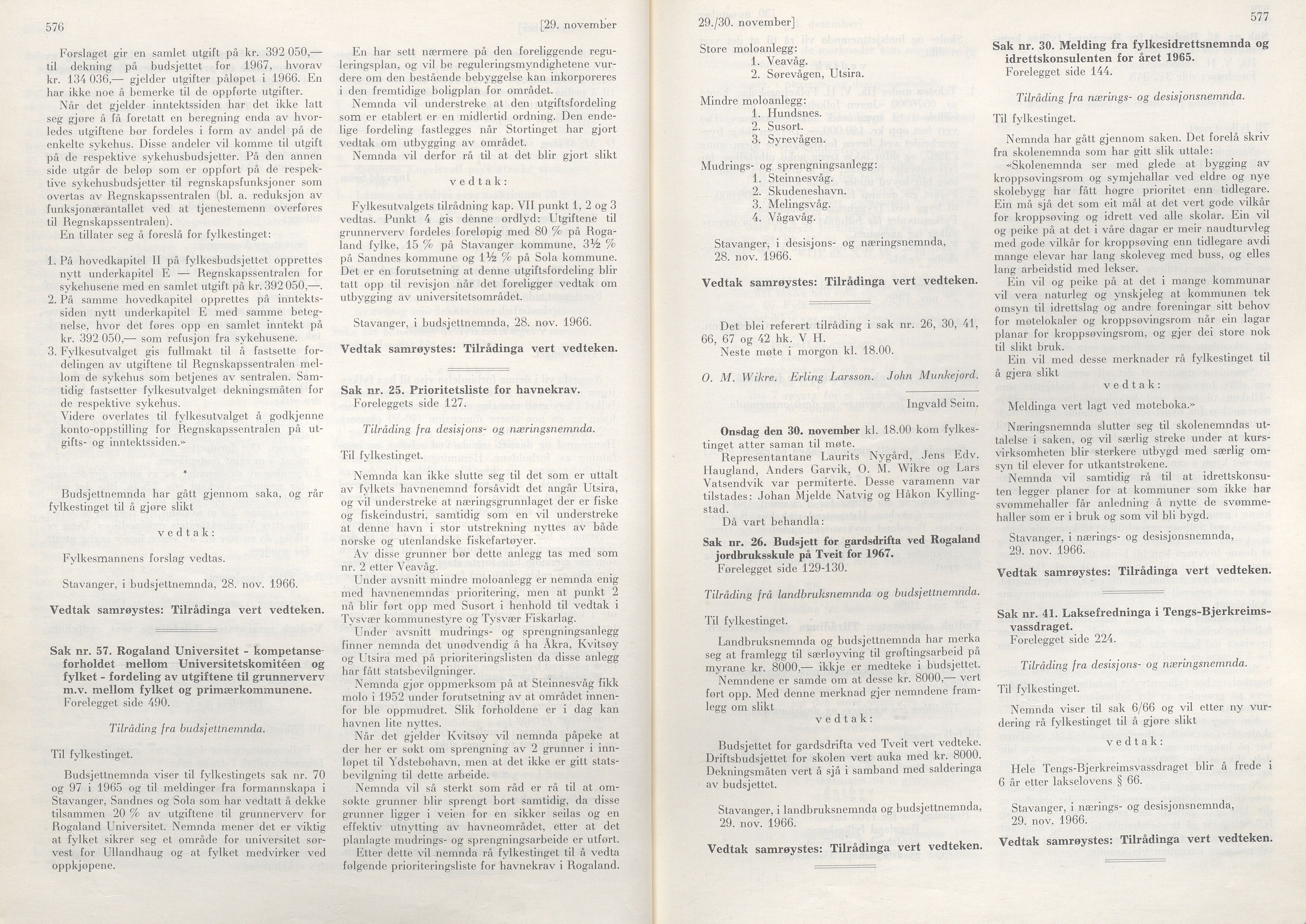 Rogaland fylkeskommune - Fylkesrådmannen , IKAR/A-900/A/Aa/Aaa/L0086: Møtebok , 1966, p. 576-577