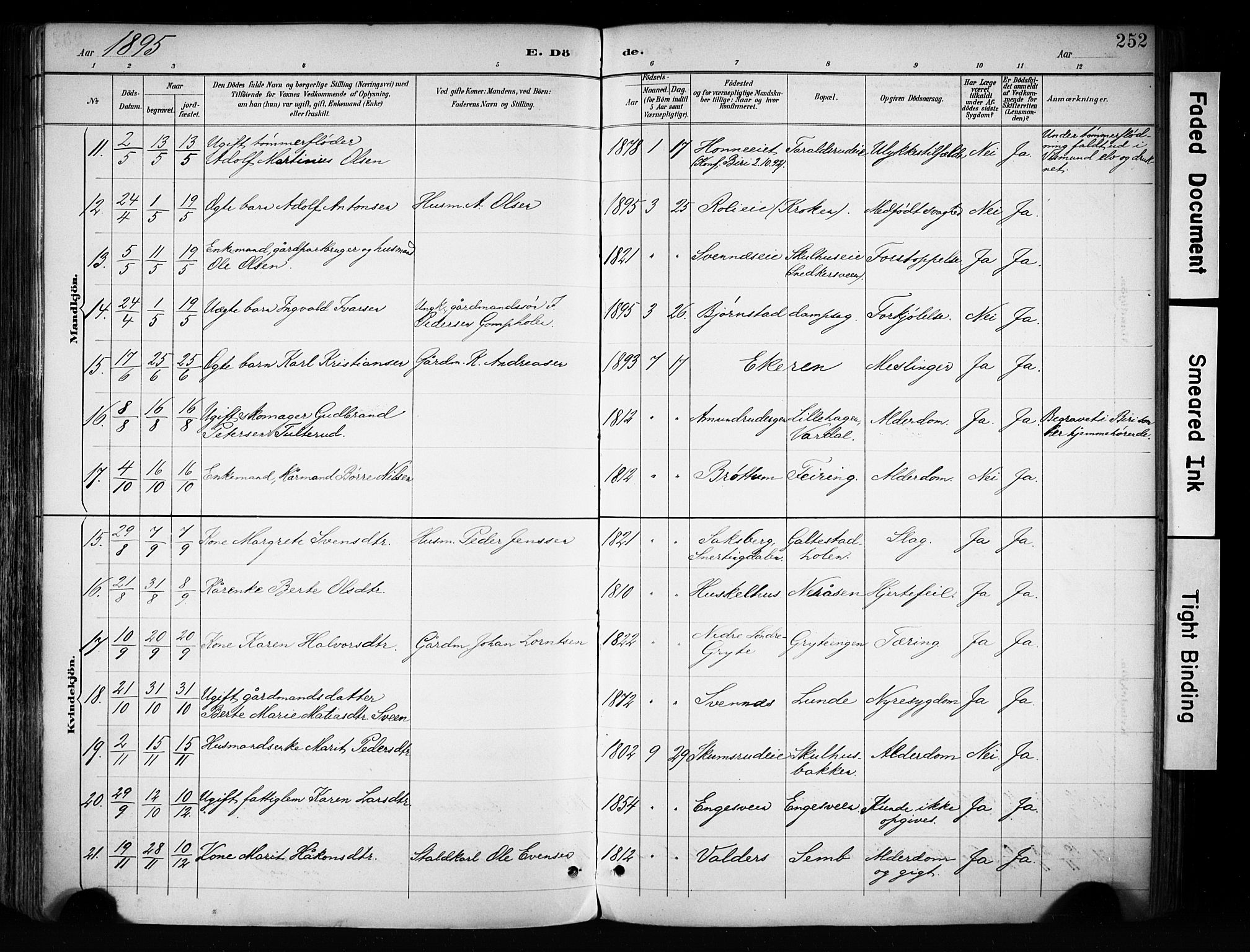 Biri prestekontor, AV/SAH-PREST-096/H/Ha/Haa/L0009: Parish register (official) no. 9, 1887-1900, p. 252