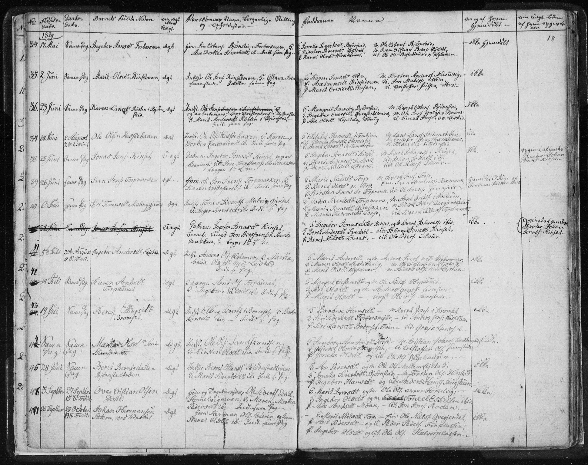 Ministerialprotokoller, klokkerbøker og fødselsregistre - Sør-Trøndelag, SAT/A-1456/616/L0404: Parish register (official) no. 616A01, 1823-1831, p. 18