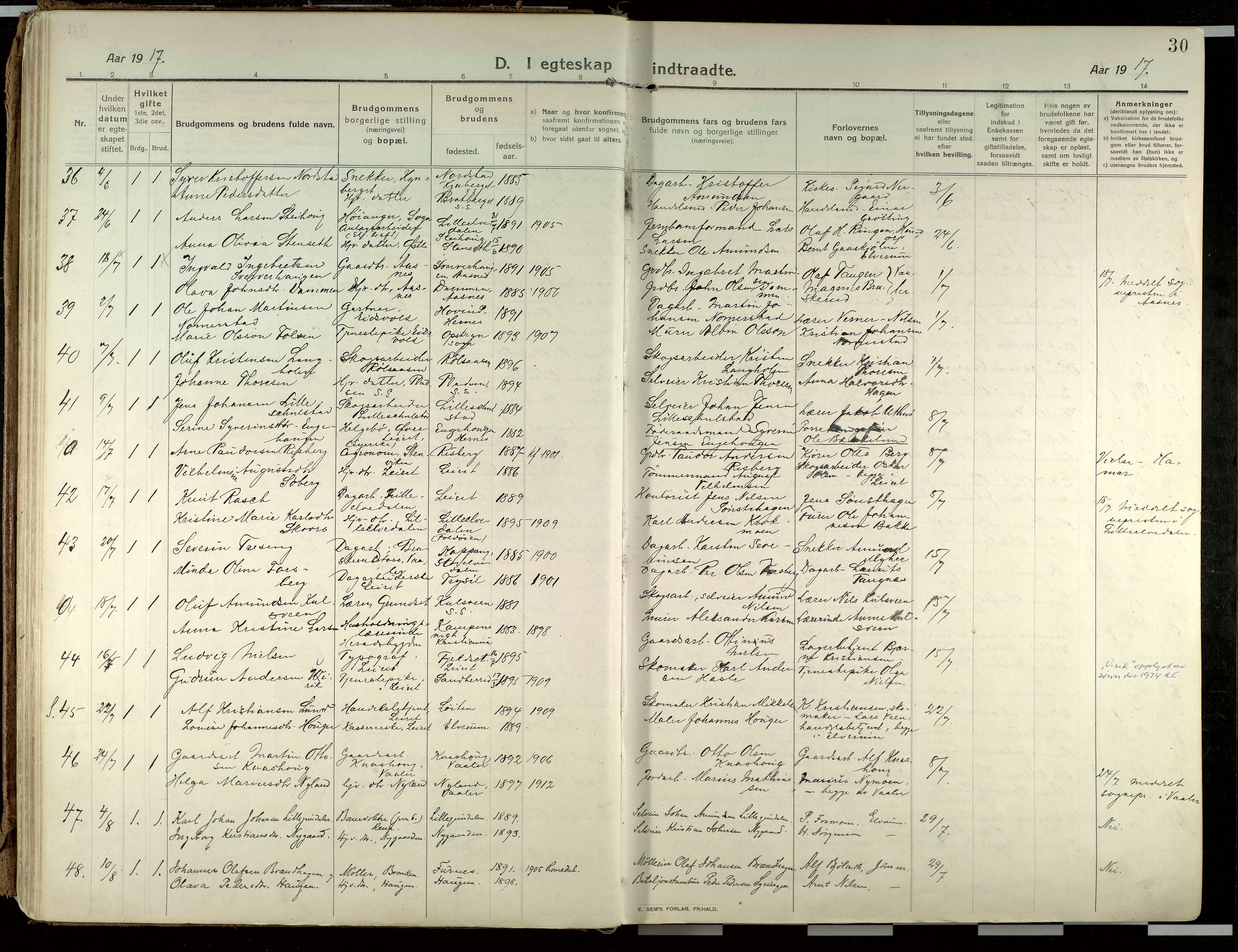Elverum prestekontor, SAH/PREST-044/H/Ha/Haa/L0021: Parish register (official) no. 21, 1913-1928, p. 30