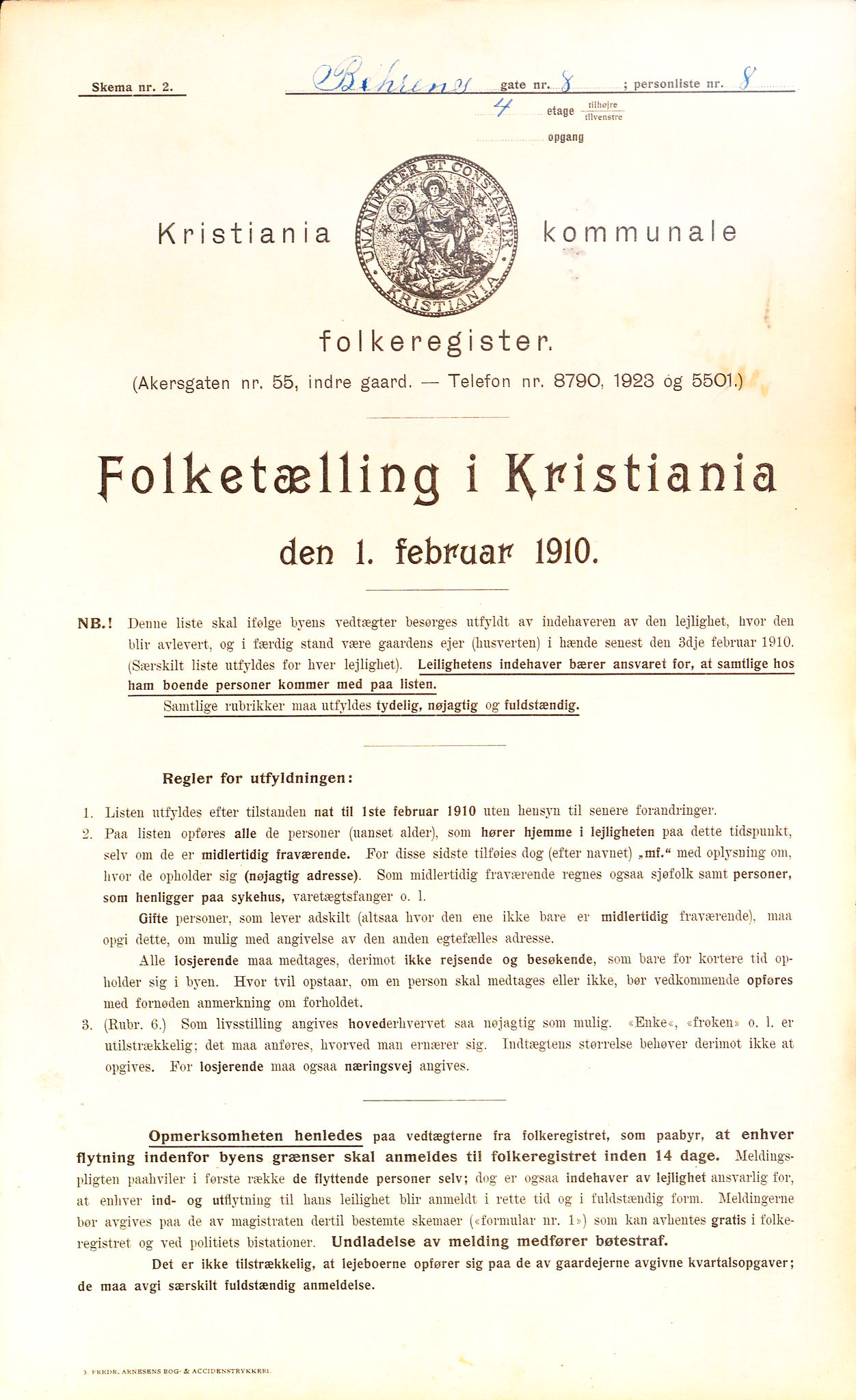 OBA, Municipal Census 1910 for Kristiania, 1910, p. 3321