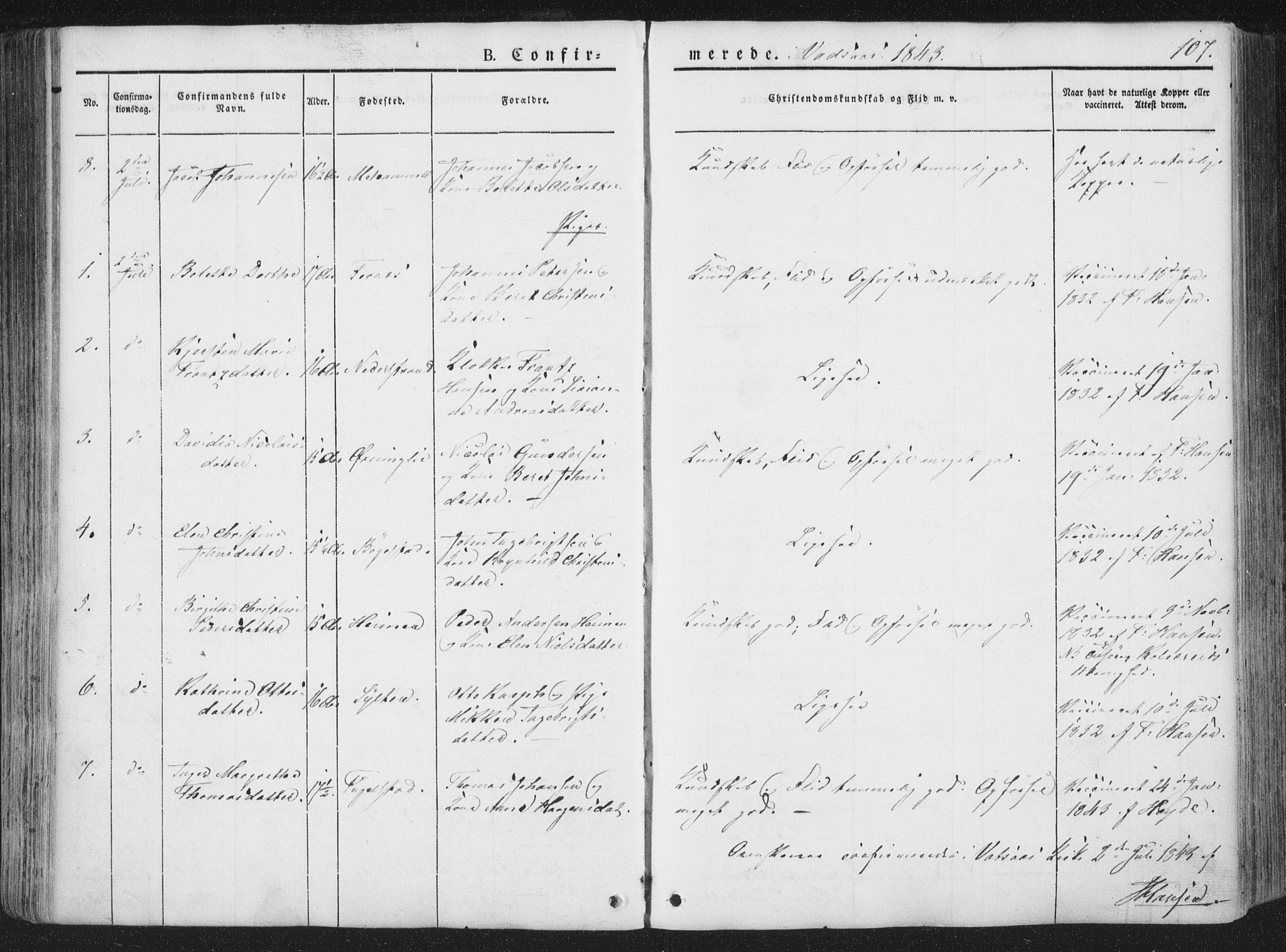 Ministerialprotokoller, klokkerbøker og fødselsregistre - Nordland, AV/SAT-A-1459/810/L0144: Parish register (official) no. 810A07 /1, 1841-1862, p. 107