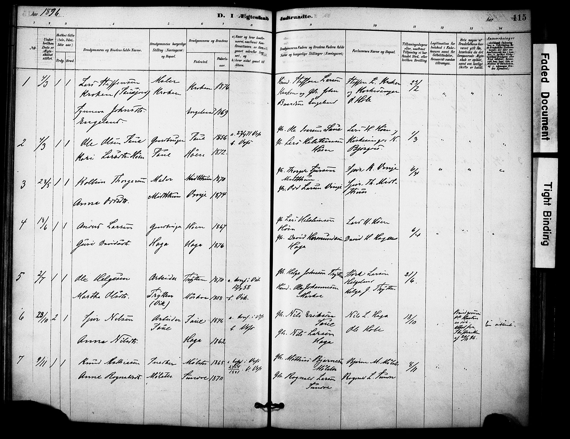 Vossestrand Sokneprestembete, SAB/A-79101/H/Haa: Parish register (official) no. C 1, 1878-1903, p. 115