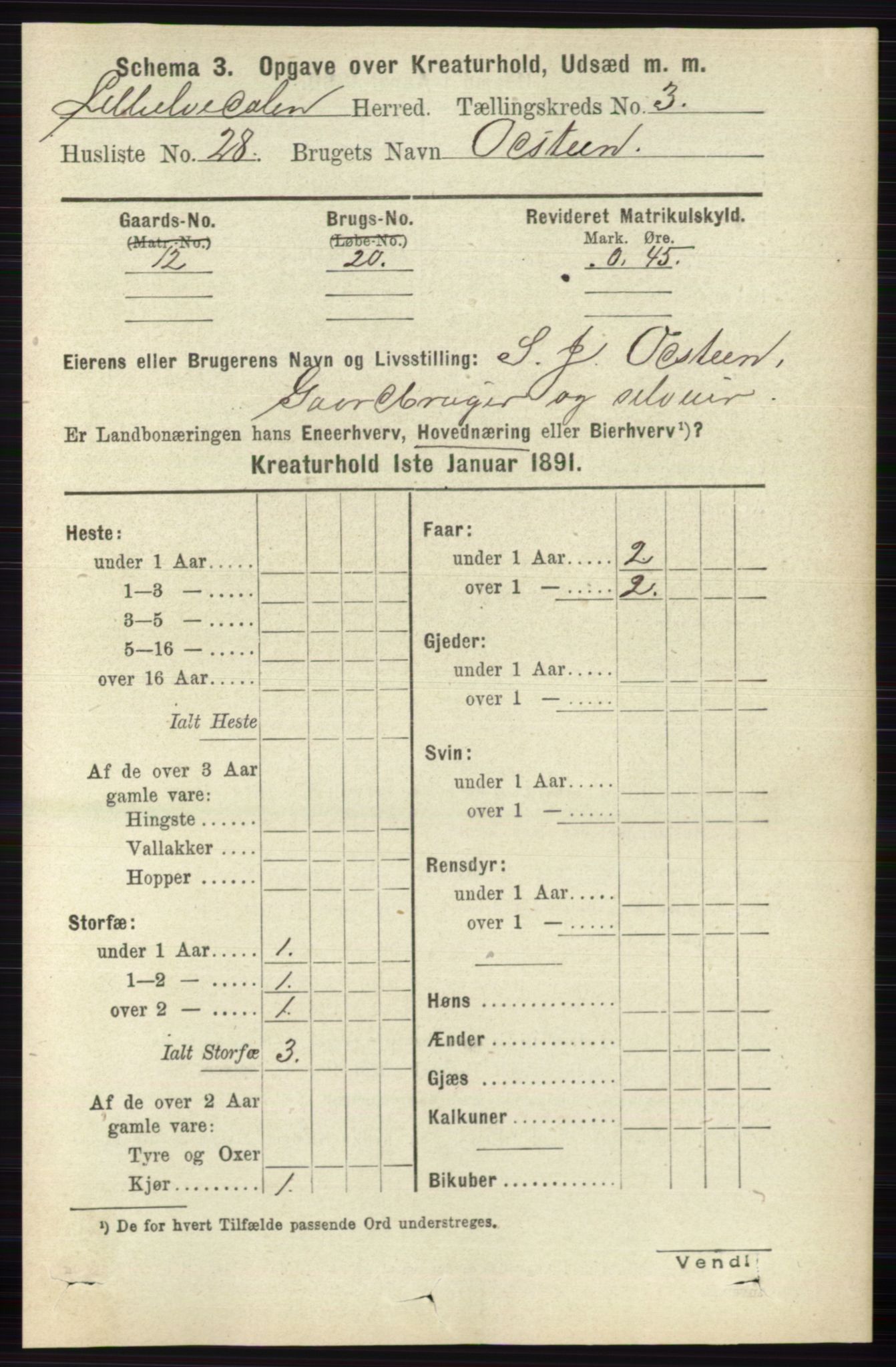 RA, 1891 census for 0438 Lille Elvedalen, 1891, p. 4220