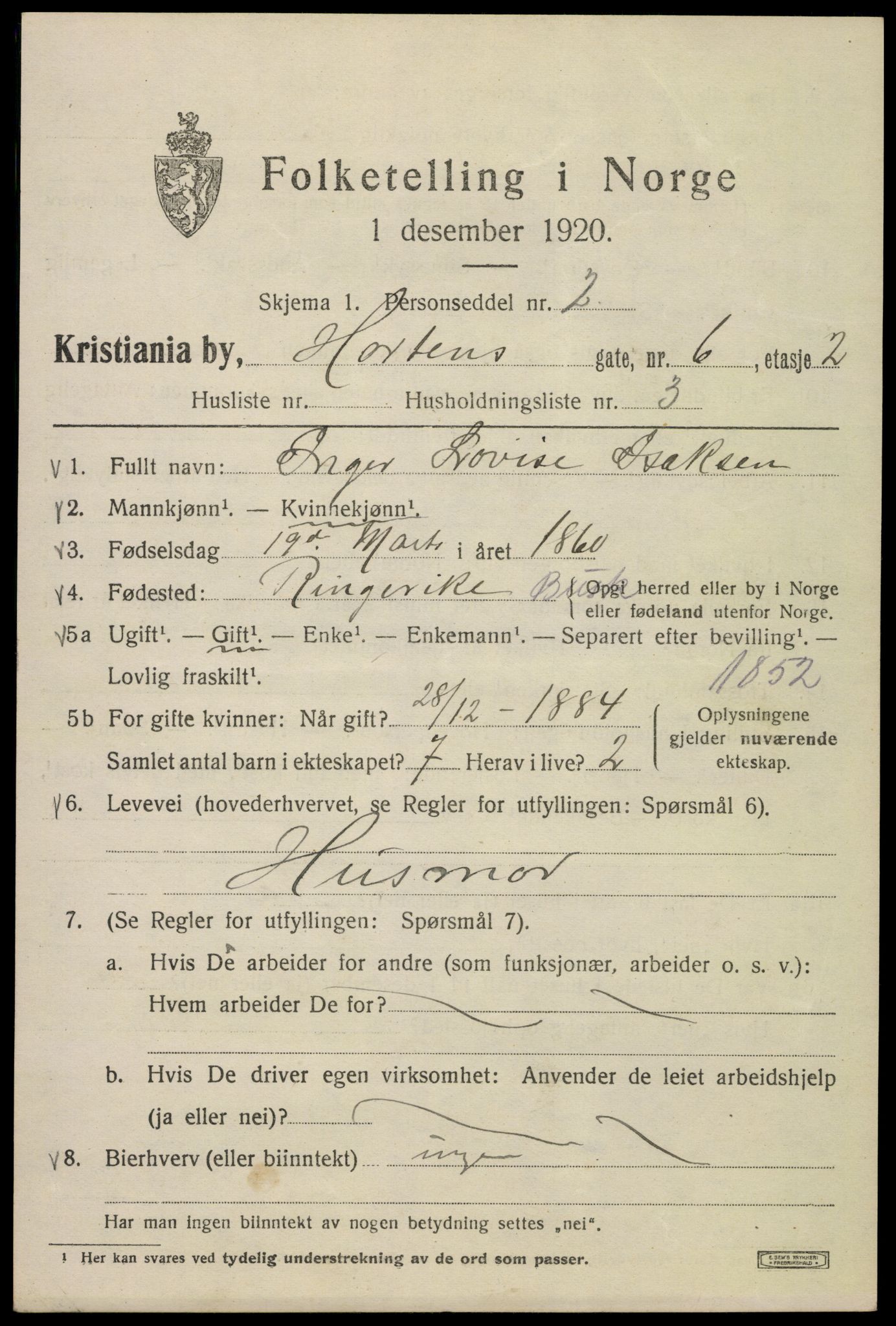 SAO, 1920 census for Kristiania, 1920, p. 299045