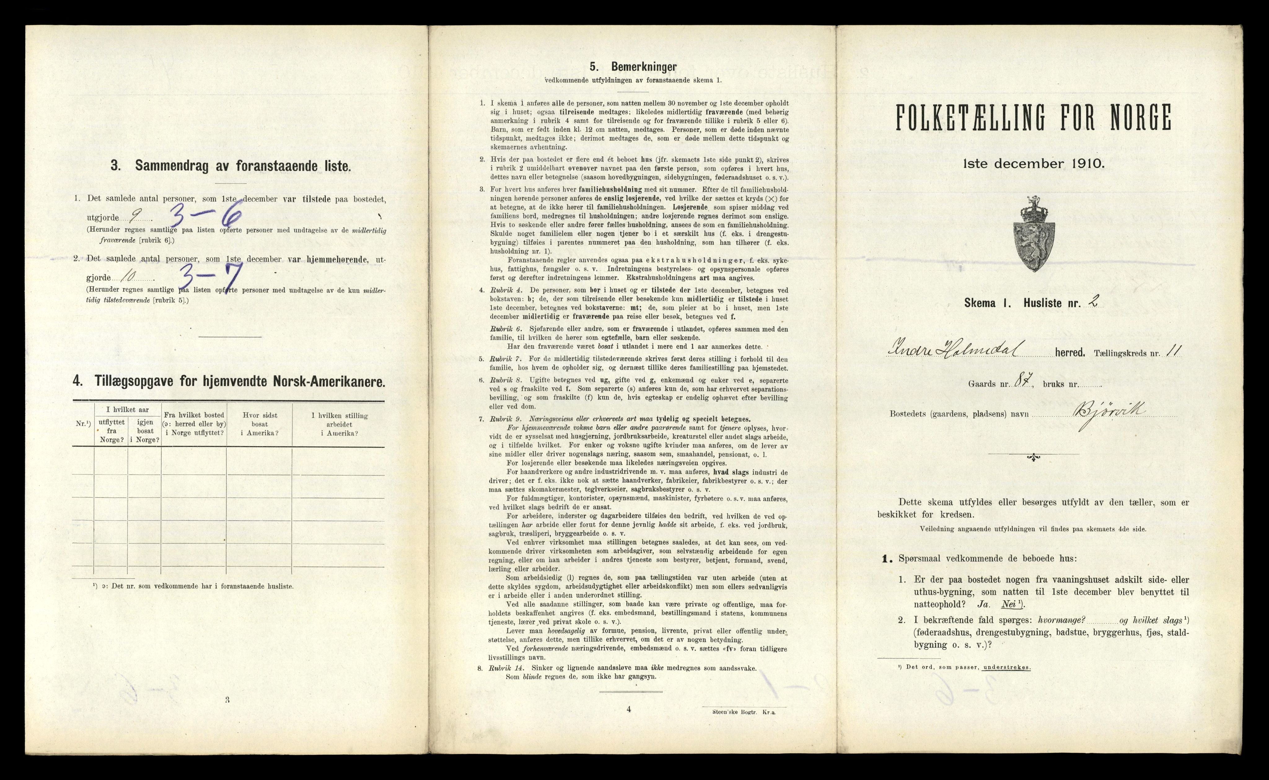 RA, 1910 census for Indre Holmedal, 1910, p. 828