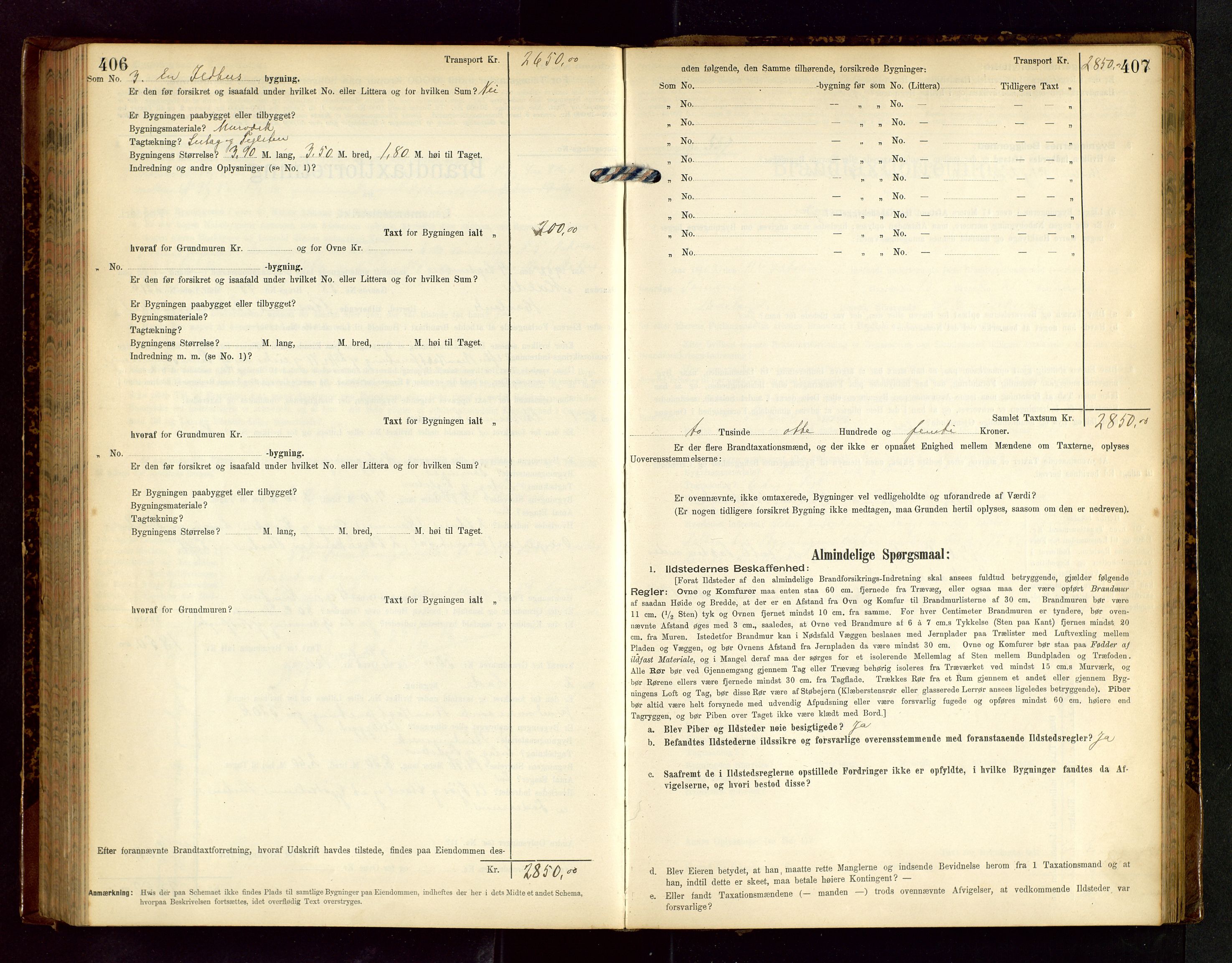 Håland lensmannskontor, AV/SAST-A-100100/Gob/L0002: Branntakstprotokoll - skjematakst. Register i boken., 1902-1906, p. 406-407