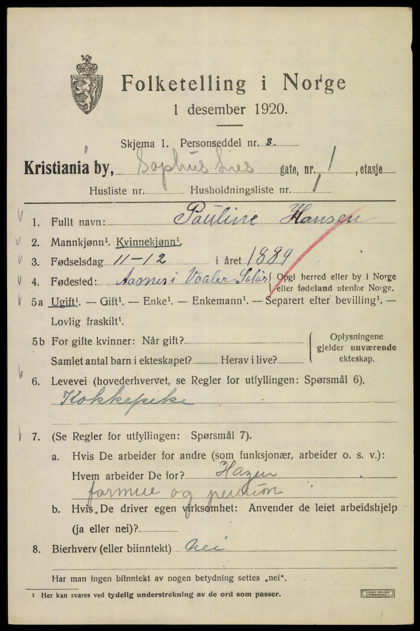 SAO, 1920 census for Kristiania, 1920, p. 528217