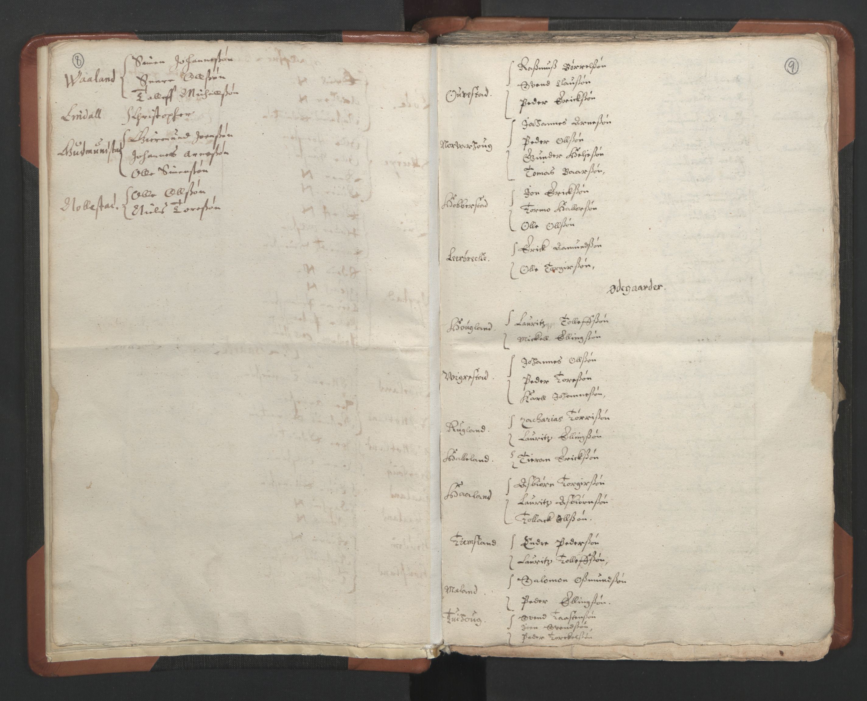 RA, Vicar's Census 1664-1666, no. 17: Jæren deanery and Dalane deanery, 1664-1666, p. 8-9