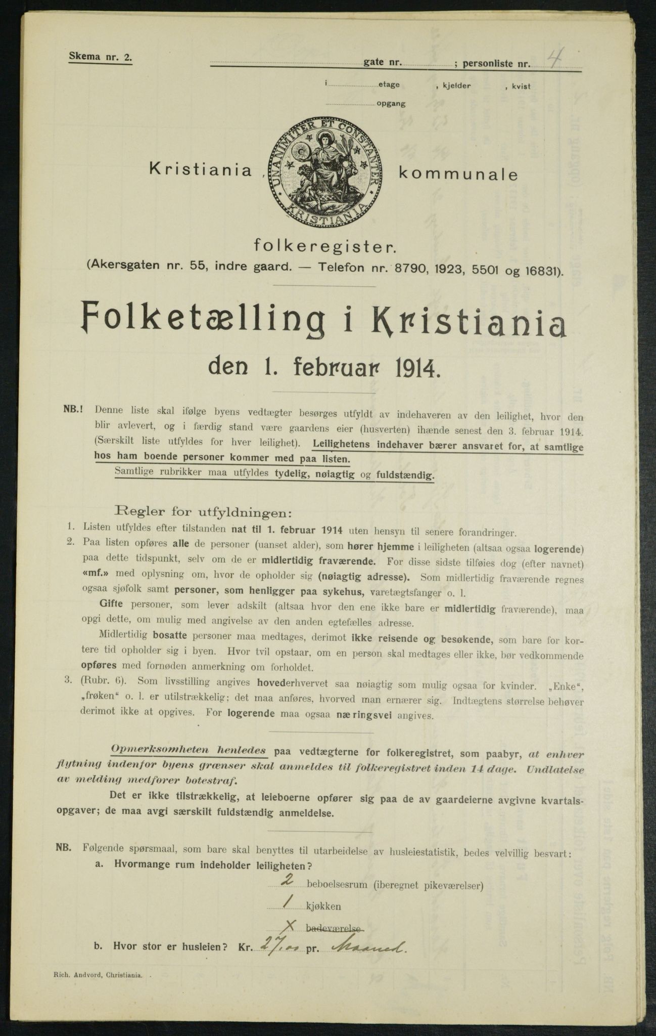 OBA, Municipal Census 1914 for Kristiania, 1914, p. 16033