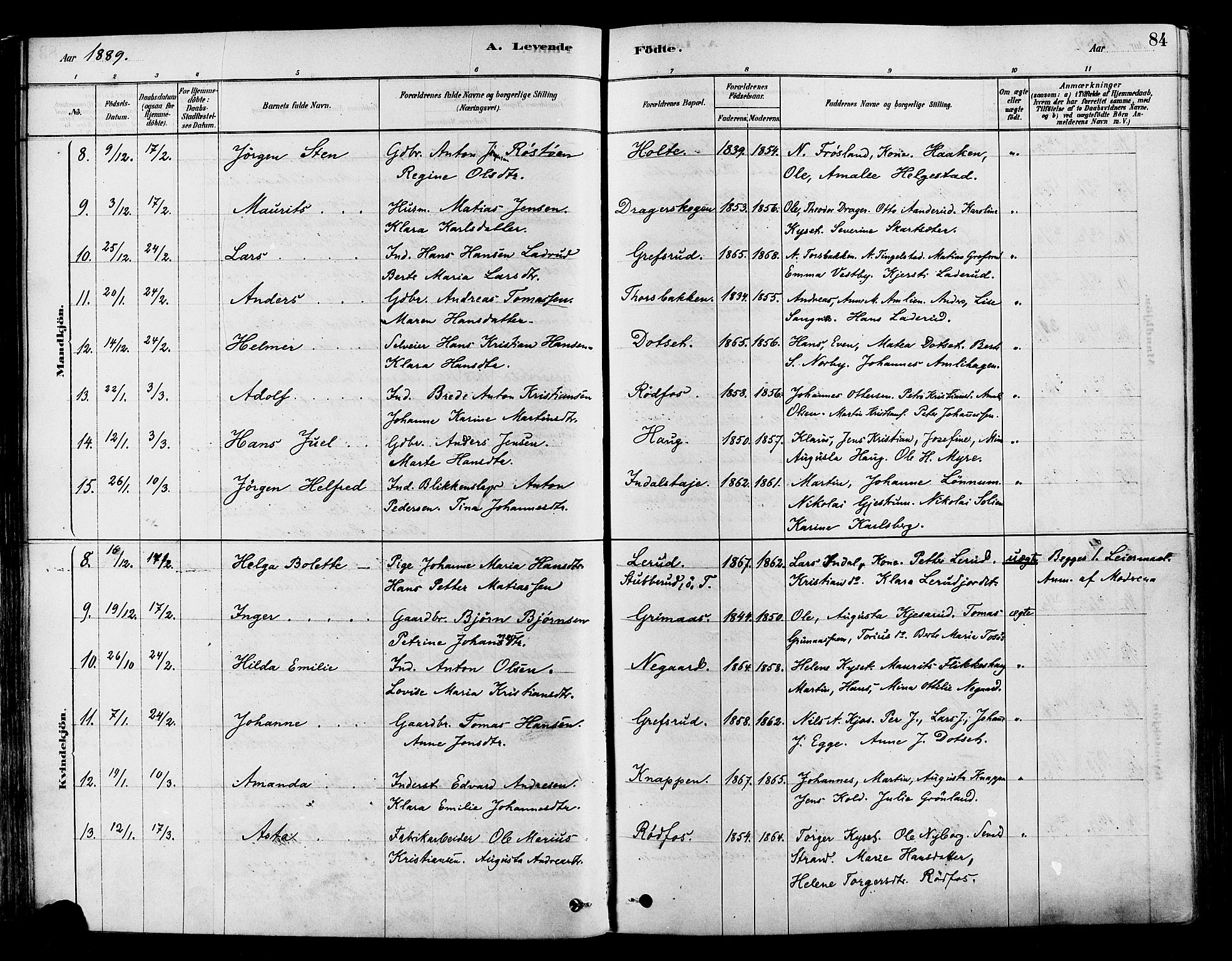 Vestre Toten prestekontor, SAH/PREST-108/H/Ha/Haa/L0009: Parish register (official) no. 9, 1878-1894, p. 84