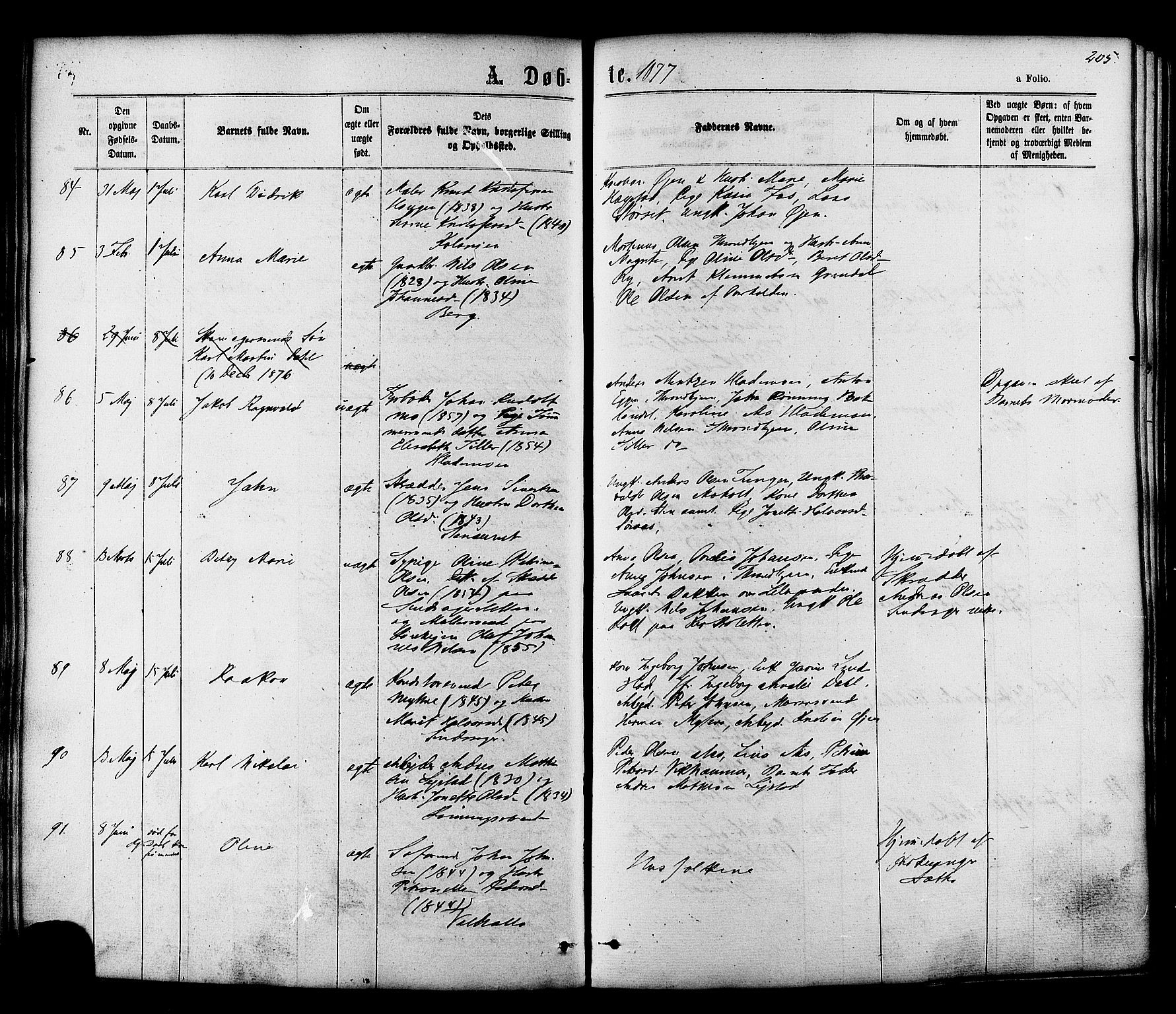 Ministerialprotokoller, klokkerbøker og fødselsregistre - Sør-Trøndelag, AV/SAT-A-1456/606/L0293: Parish register (official) no. 606A08, 1866-1877, p. 205