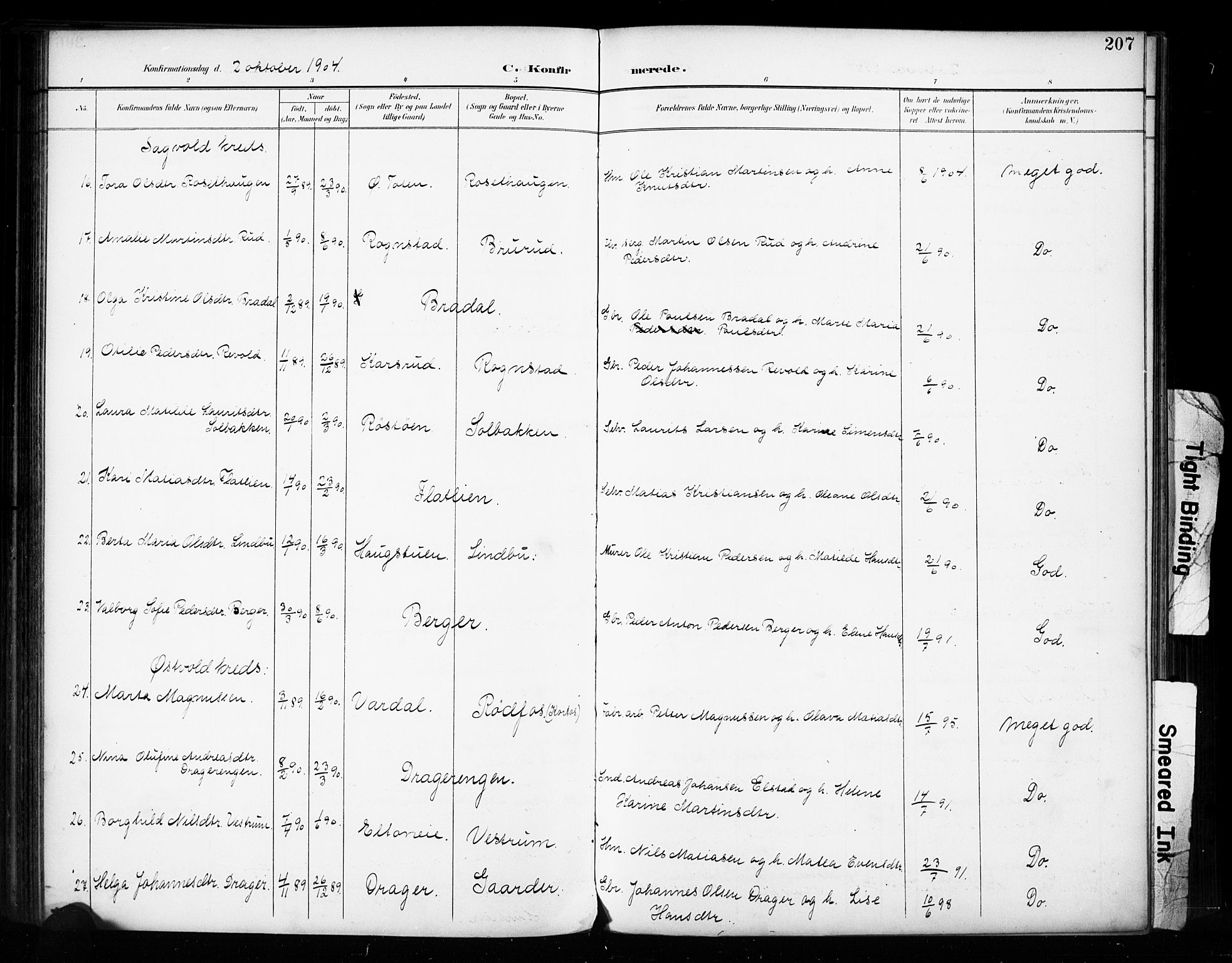 Vestre Toten prestekontor, AV/SAH-PREST-108/H/Ha/Haa/L0011: Parish register (official) no. 11, 1895-1906, p. 207