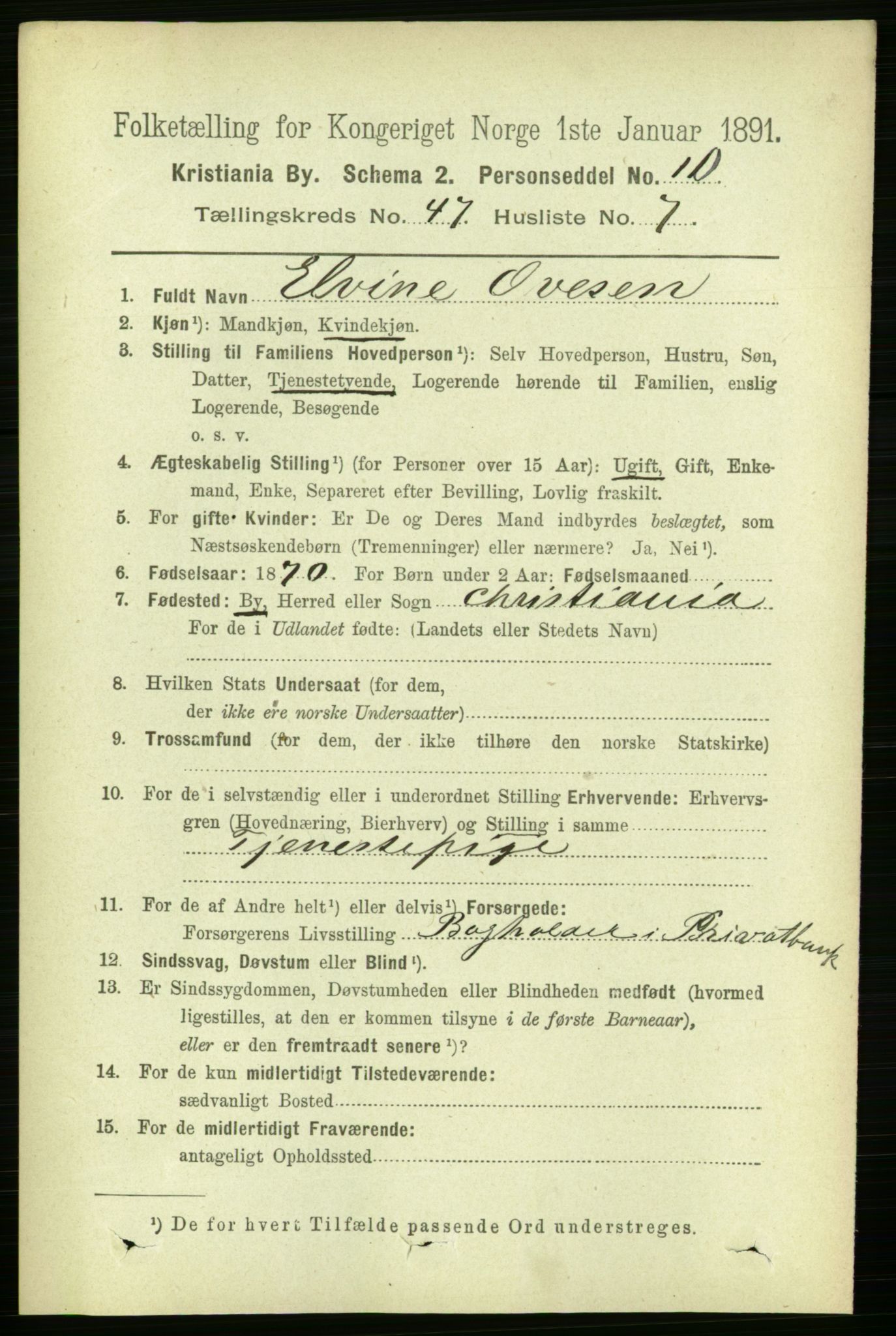 RA, 1891 census for 0301 Kristiania, 1891, p. 28261