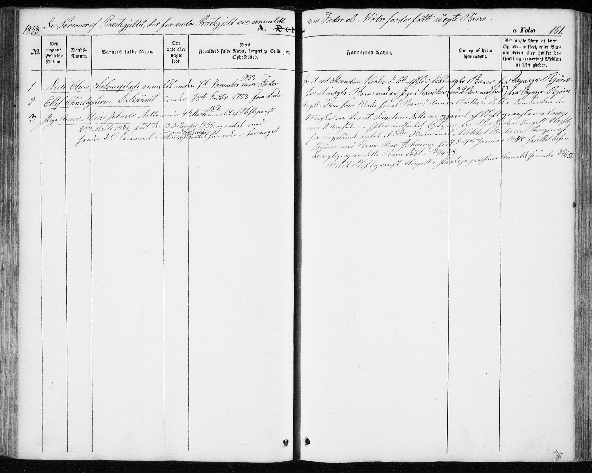 Ministerialprotokoller, klokkerbøker og fødselsregistre - Sør-Trøndelag, AV/SAT-A-1456/646/L0611: Parish register (official) no. 646A09, 1848-1857, p. 151