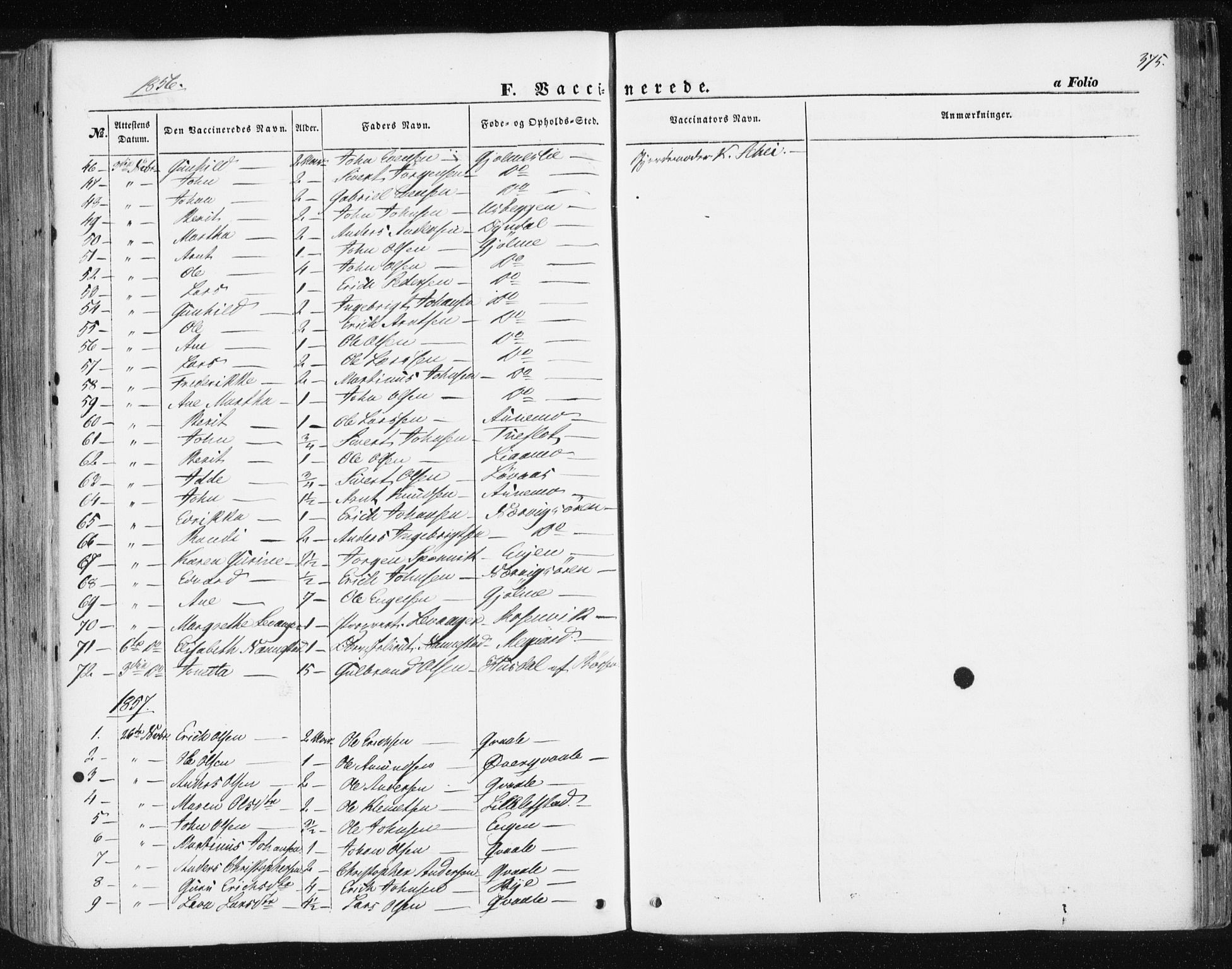 Ministerialprotokoller, klokkerbøker og fødselsregistre - Sør-Trøndelag, SAT/A-1456/668/L0806: Parish register (official) no. 668A06, 1854-1869, p. 375