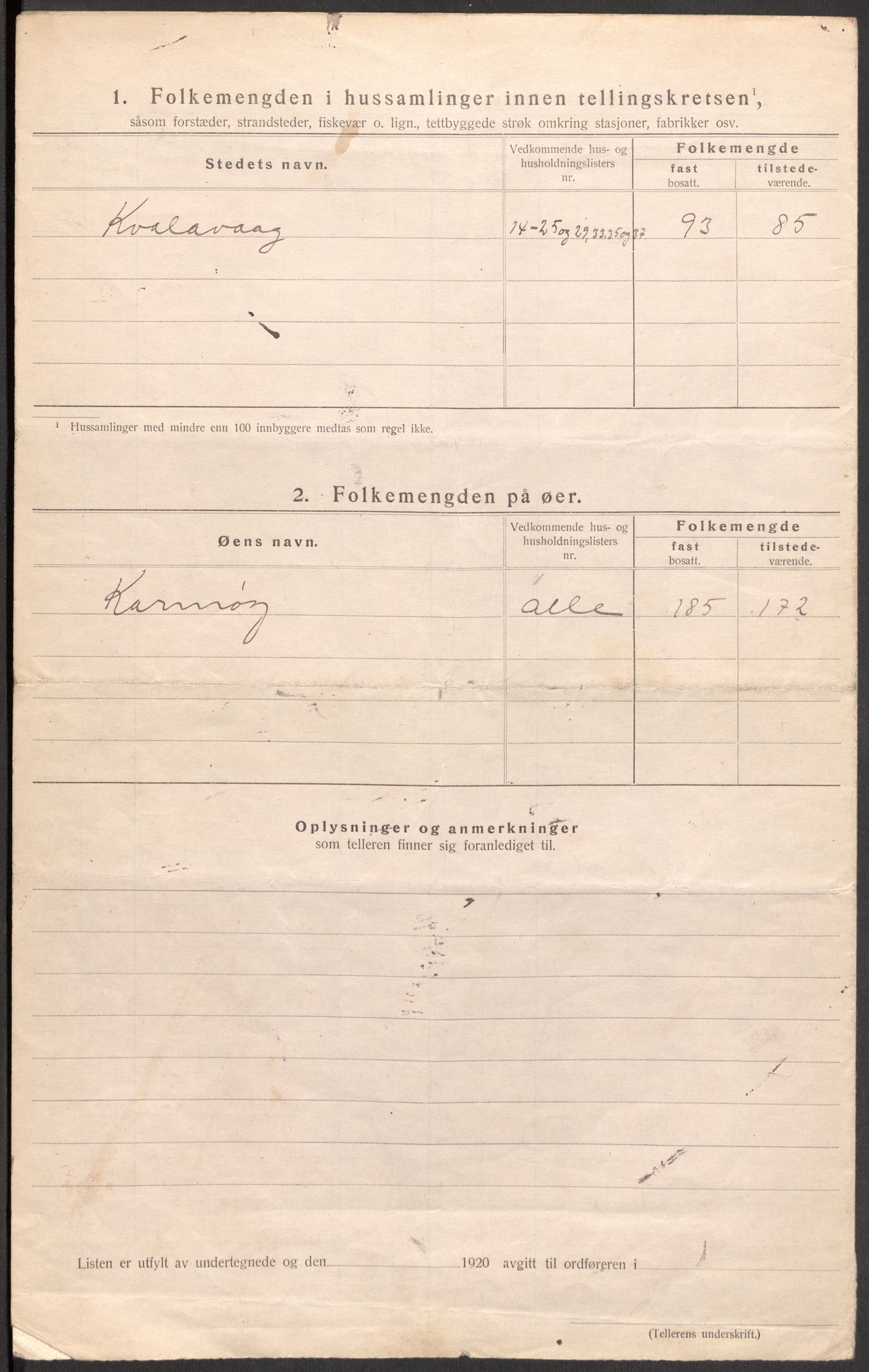 SAST, 1920 census for Avaldsnes, 1920, p. 10