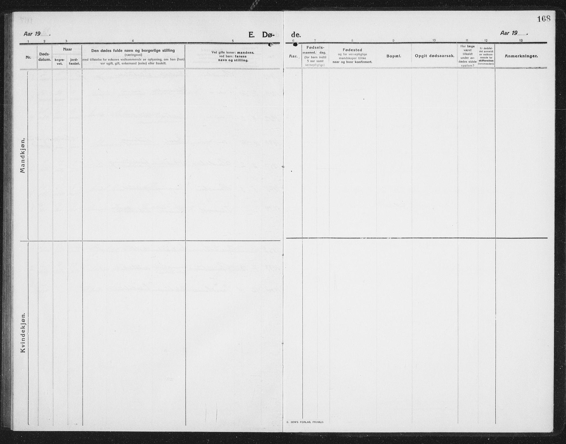 Ministerialprotokoller, klokkerbøker og fødselsregistre - Sør-Trøndelag, SAT/A-1456/675/L0888: Parish register (copy) no. 675C01, 1913-1935, p. 168