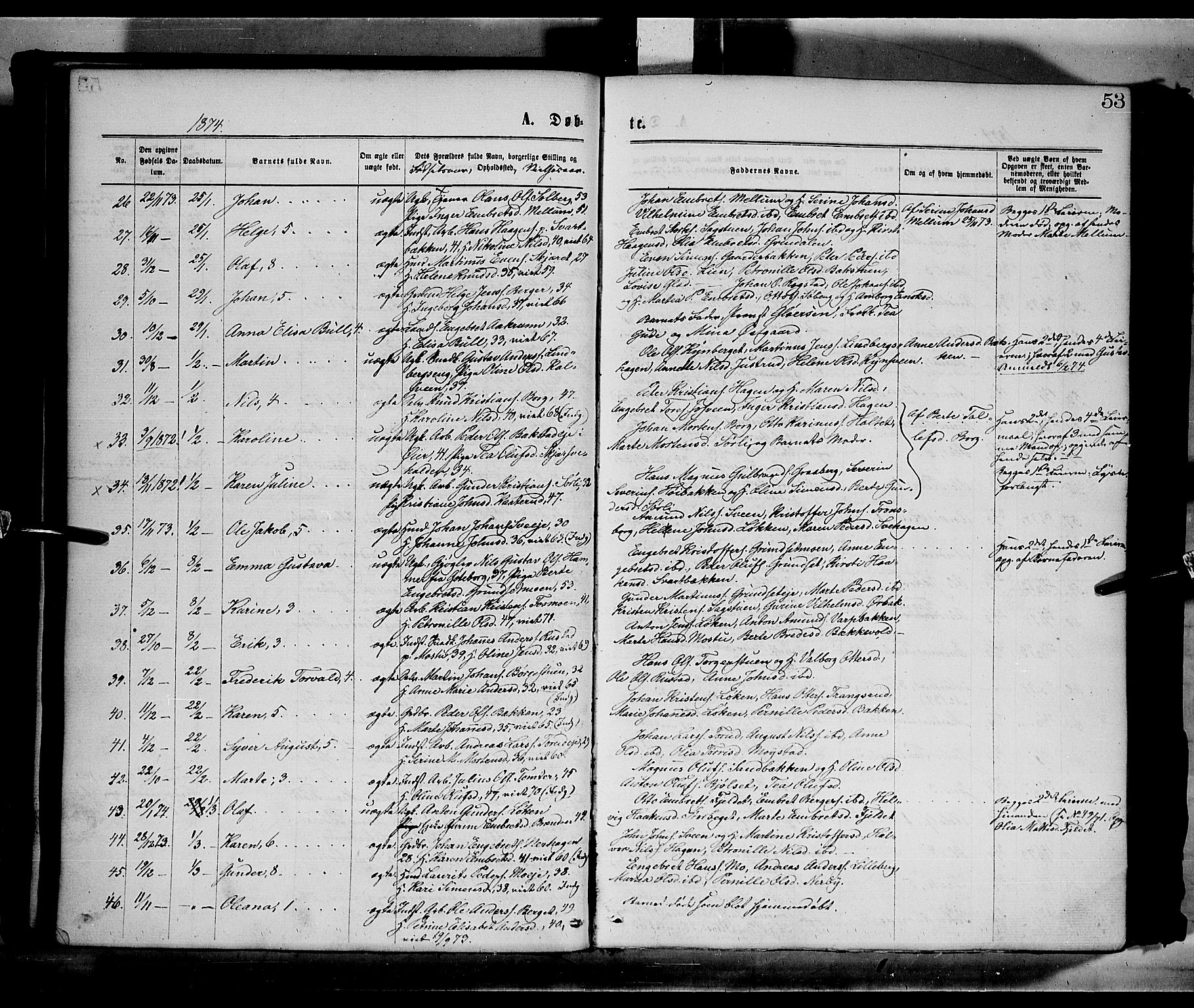 Elverum prestekontor, AV/SAH-PREST-044/H/Ha/Haa/L0011: Parish register (official) no. 11, 1869-1879, p. 53