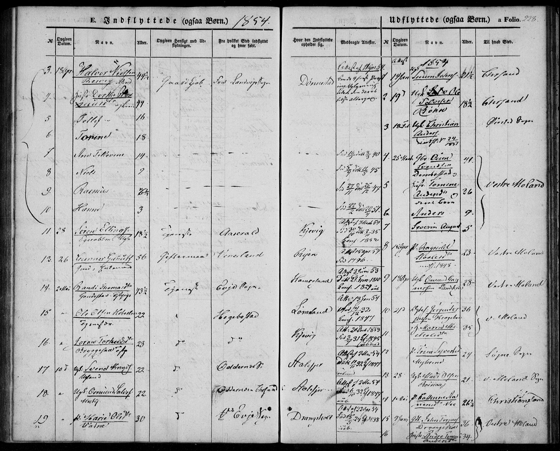 Tveit sokneprestkontor, AV/SAK-1111-0043/F/Fa/L0005: Parish register (official) no. A 5, 1853-1871, p. 228