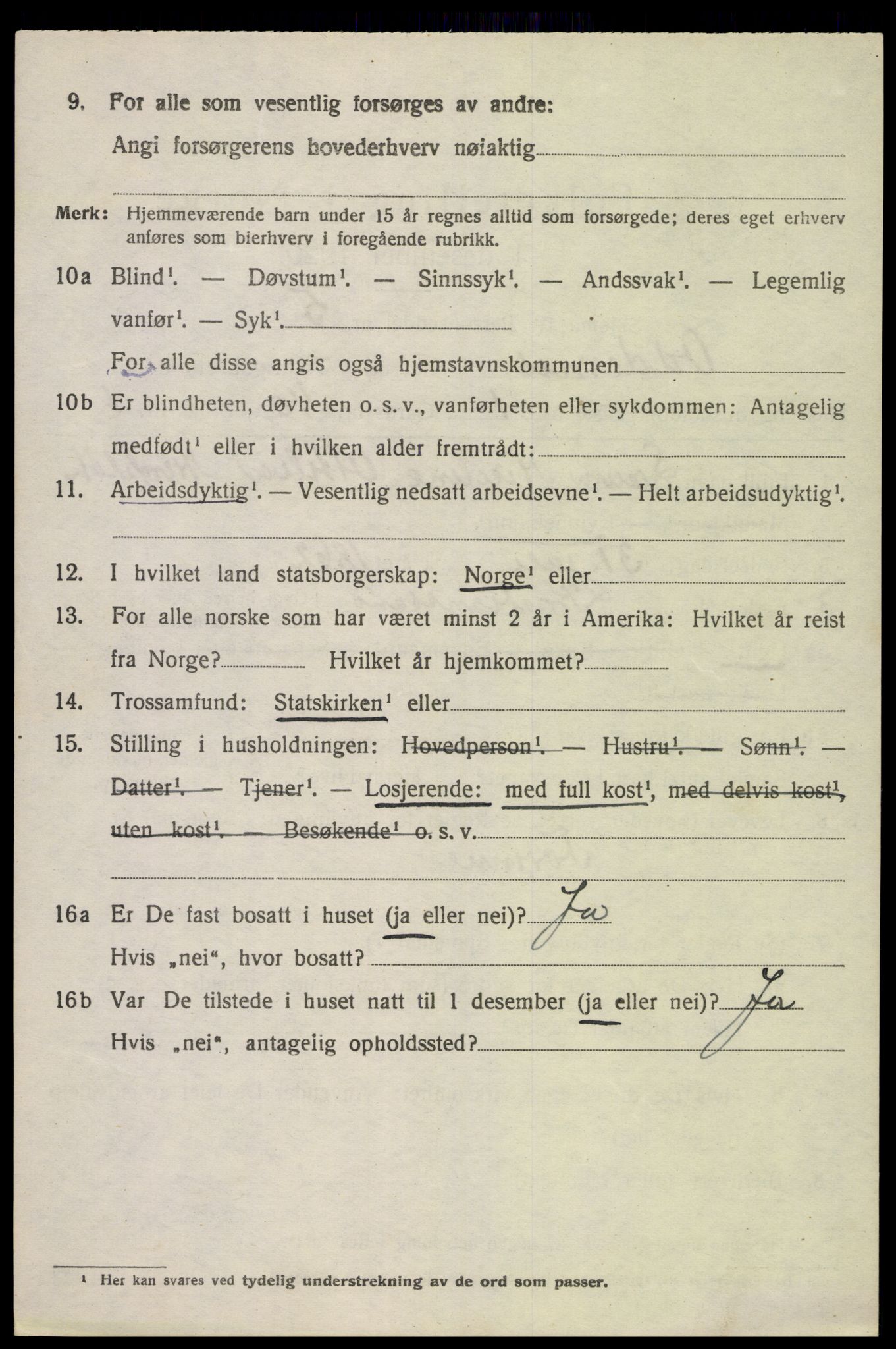 SAK, 1920 census for Oddernes, 1920, p. 8392