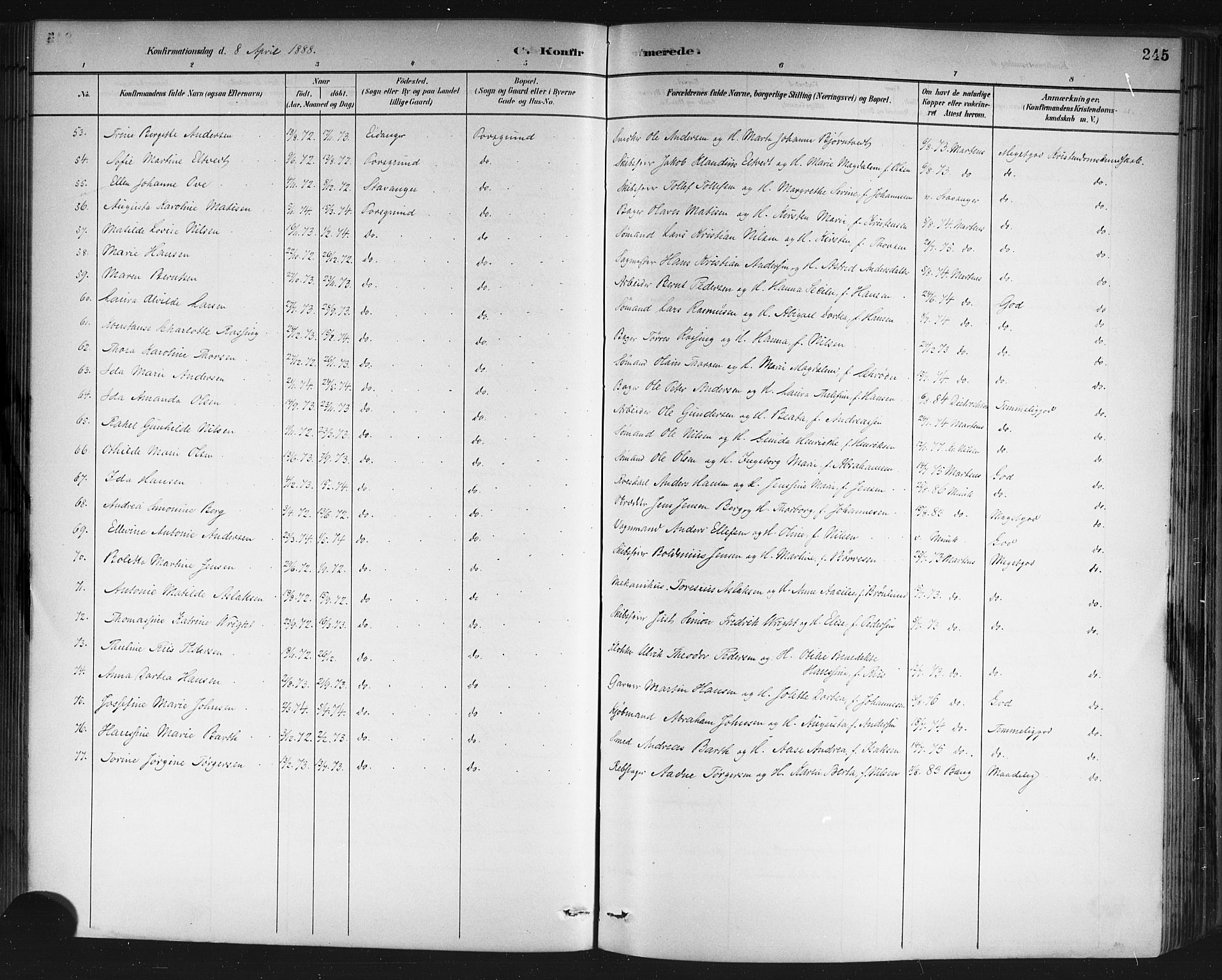 Porsgrunn kirkebøker , SAKO/A-104/G/Gb/L0005: Parish register (copy) no. II 5, 1883-1915, p. 245