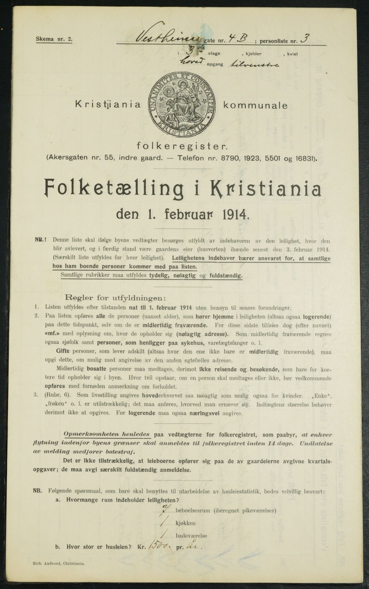 OBA, Municipal Census 1914 for Kristiania, 1914, p. 123514