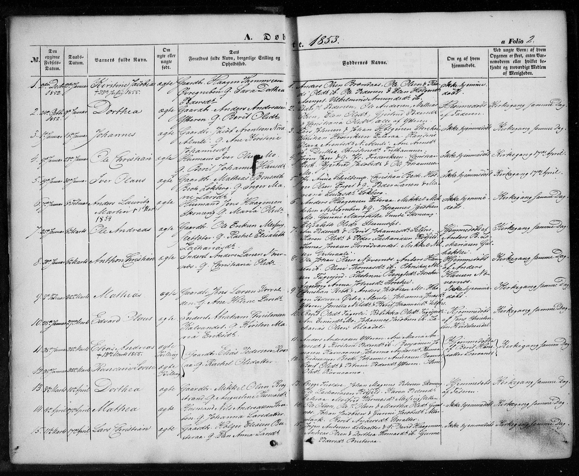 Ministerialprotokoller, klokkerbøker og fødselsregistre - Nordland, SAT/A-1459/827/L0392: Parish register (official) no. 827A04, 1853-1866, p. 2