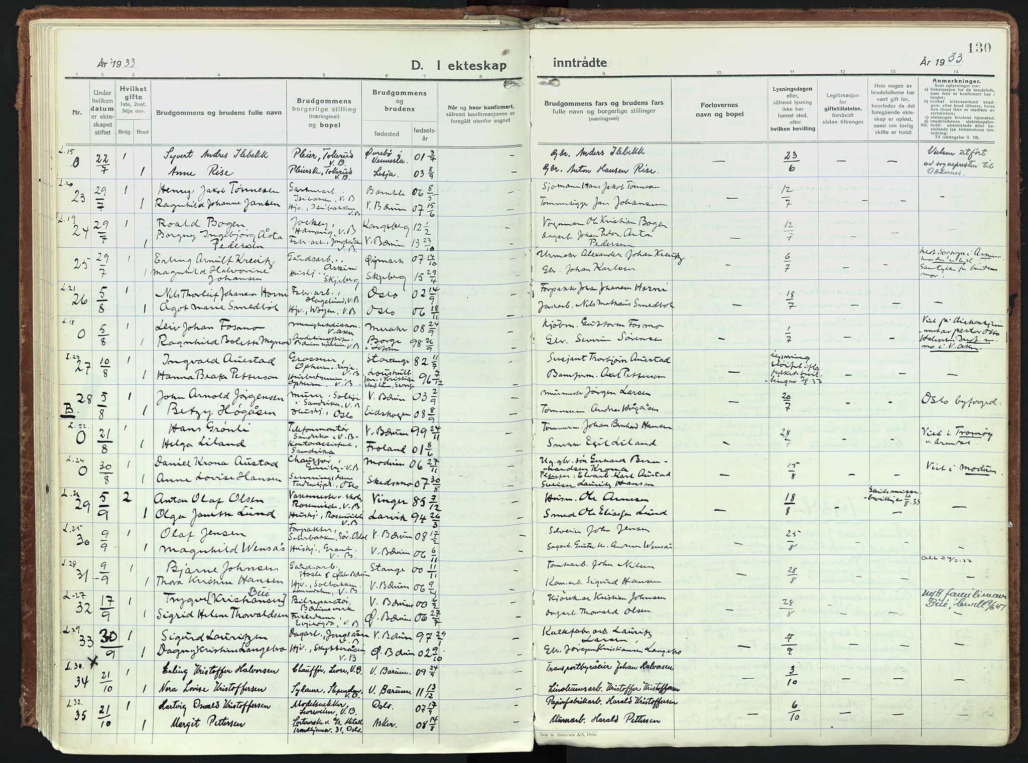 Vestre Bærum prestekontor Kirkebøker, SAO/A-10209a/F/Fa/L0006: Parish register (official) no. 6, 1931-1947, p. 130