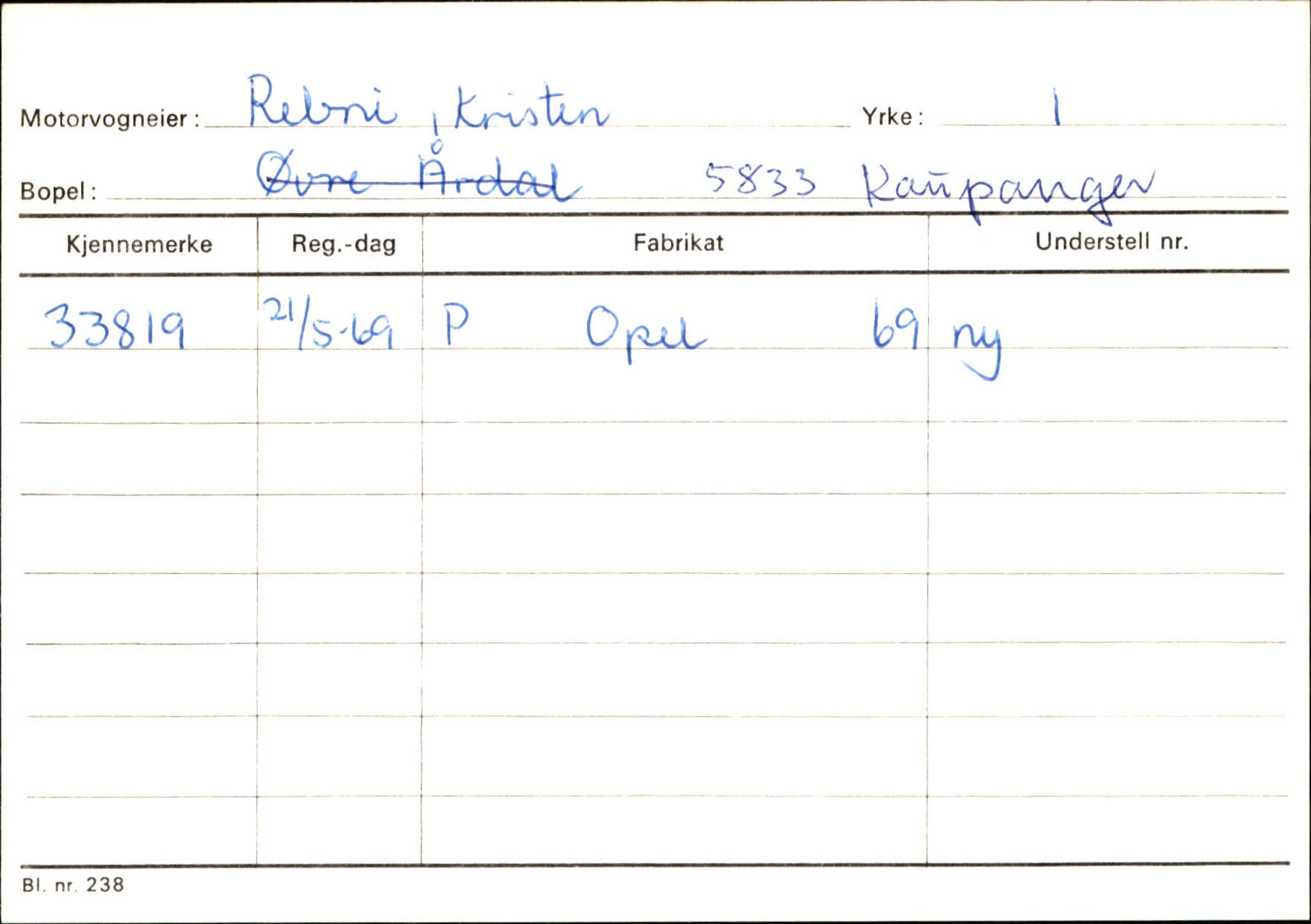 Statens vegvesen, Sogn og Fjordane vegkontor, SAB/A-5301/4/F/L0124: Eigarregister Sogndal A-U, 1945-1975, p. 1997