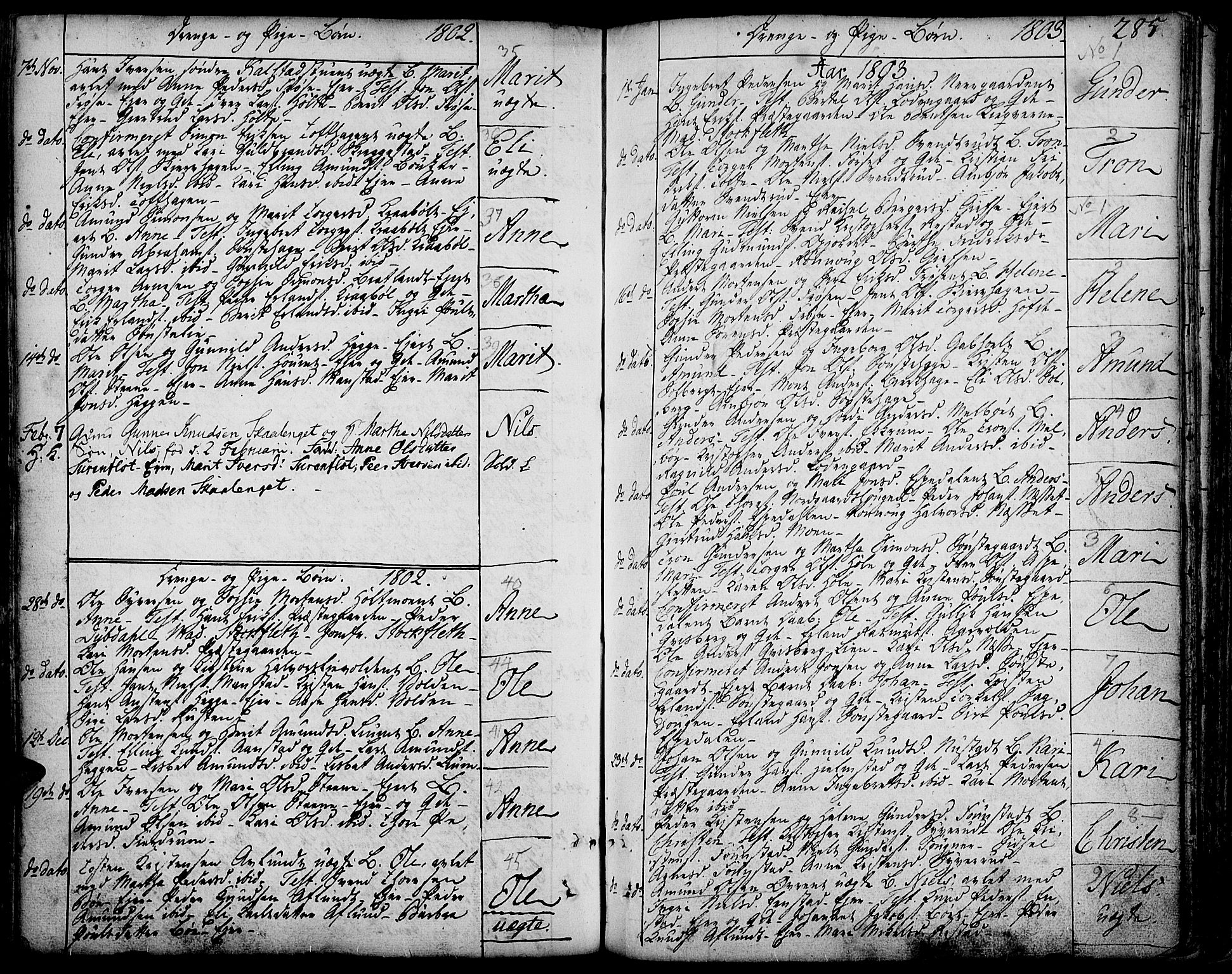 Gausdal prestekontor, SAH/PREST-090/H/Ha/Haa/L0003: Parish register (official) no. 3, 1758-1809, p. 285