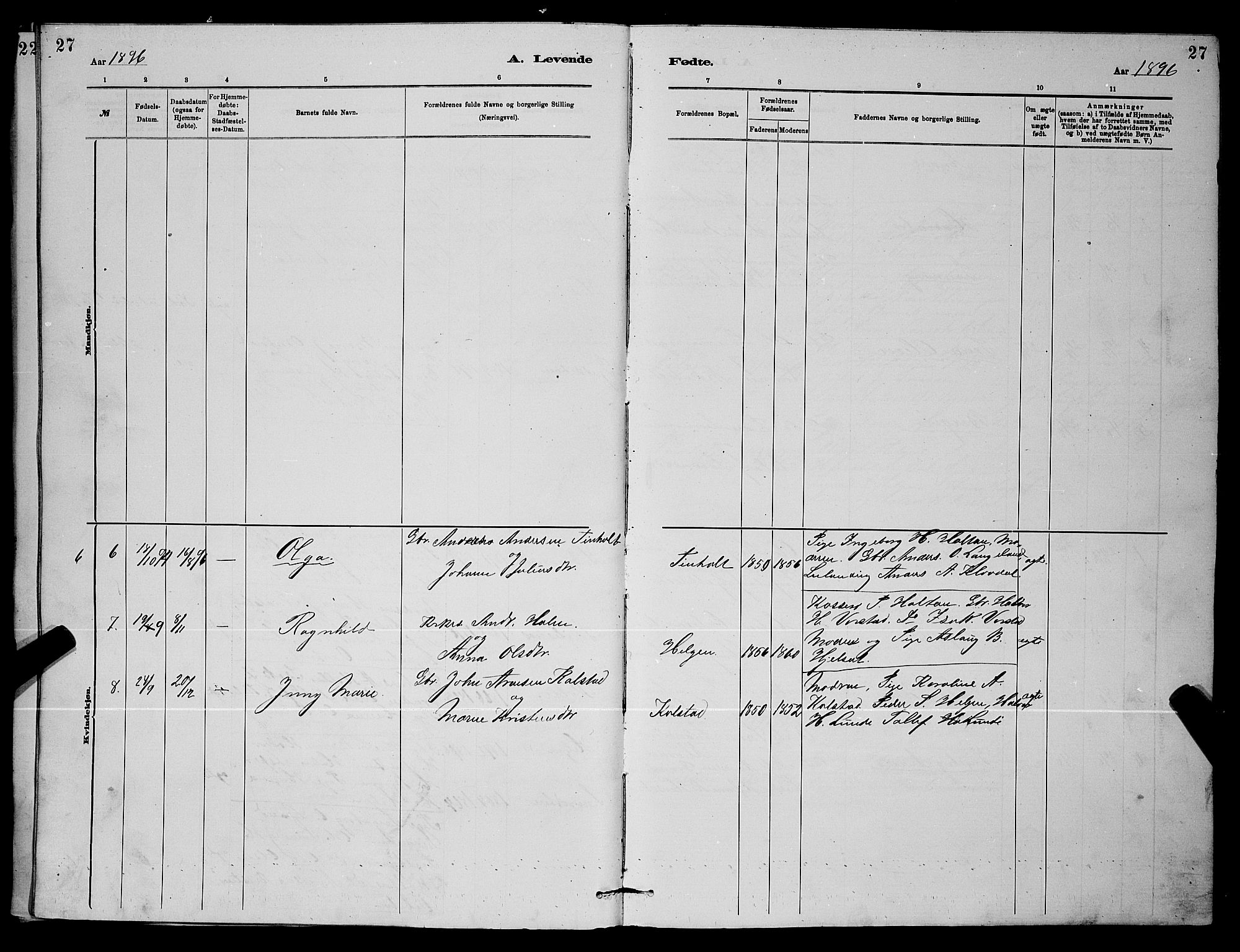Holla kirkebøker, SAKO/A-272/G/Gb/L0001: Parish register (copy) no. II 1, 1882-1897, p. 27