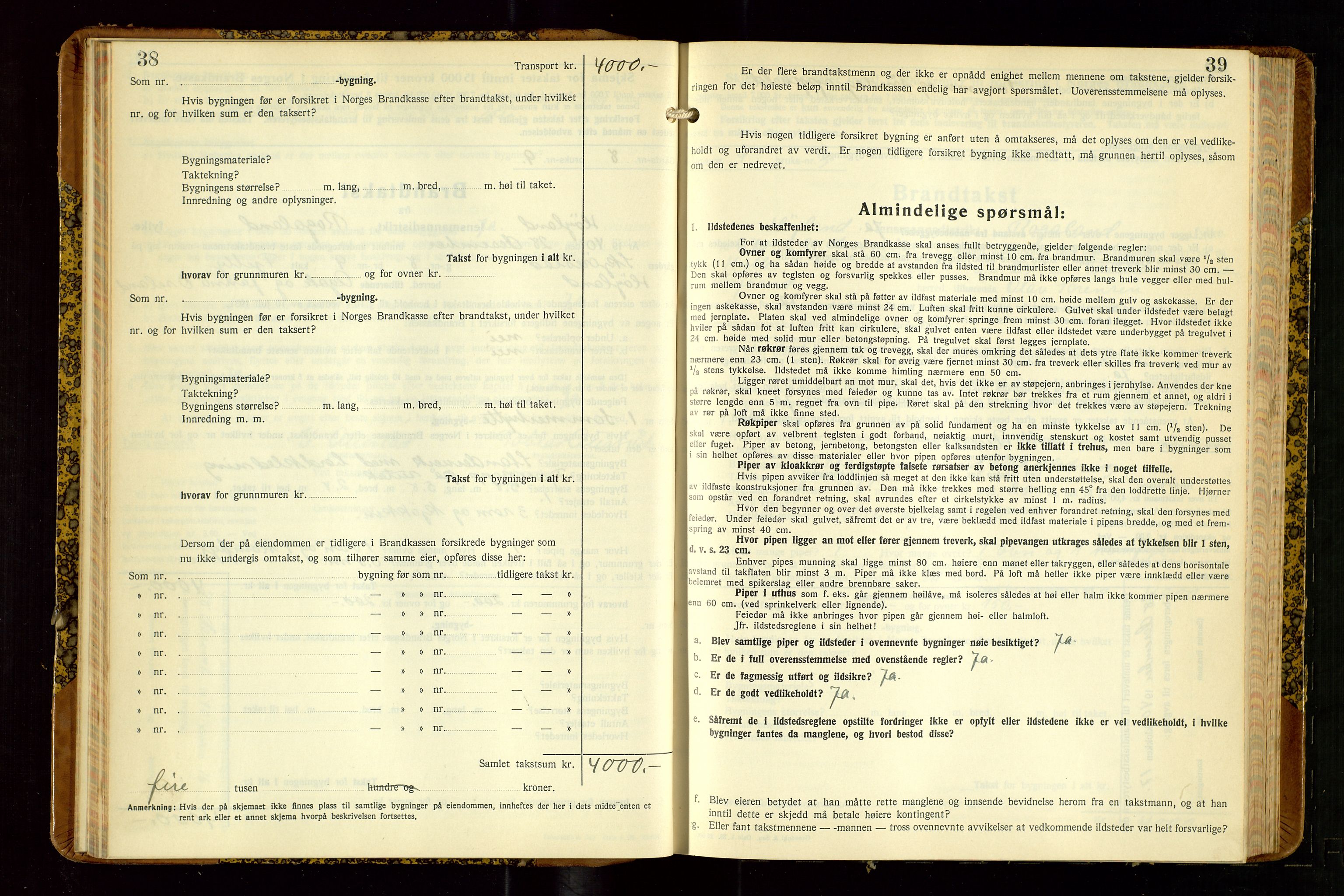 Høyland/Sandnes lensmannskontor, SAST/A-100166/Gob/L0008: "Branntakstprotokoll", 1940-1952, p. 38-39