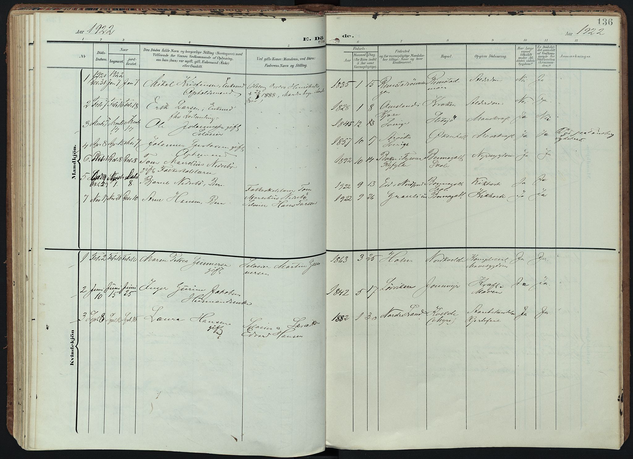 Hedrum kirkebøker, SAKO/A-344/F/Fb/L0002: Parish register (official) no. II 2, 1906-1924, p. 136