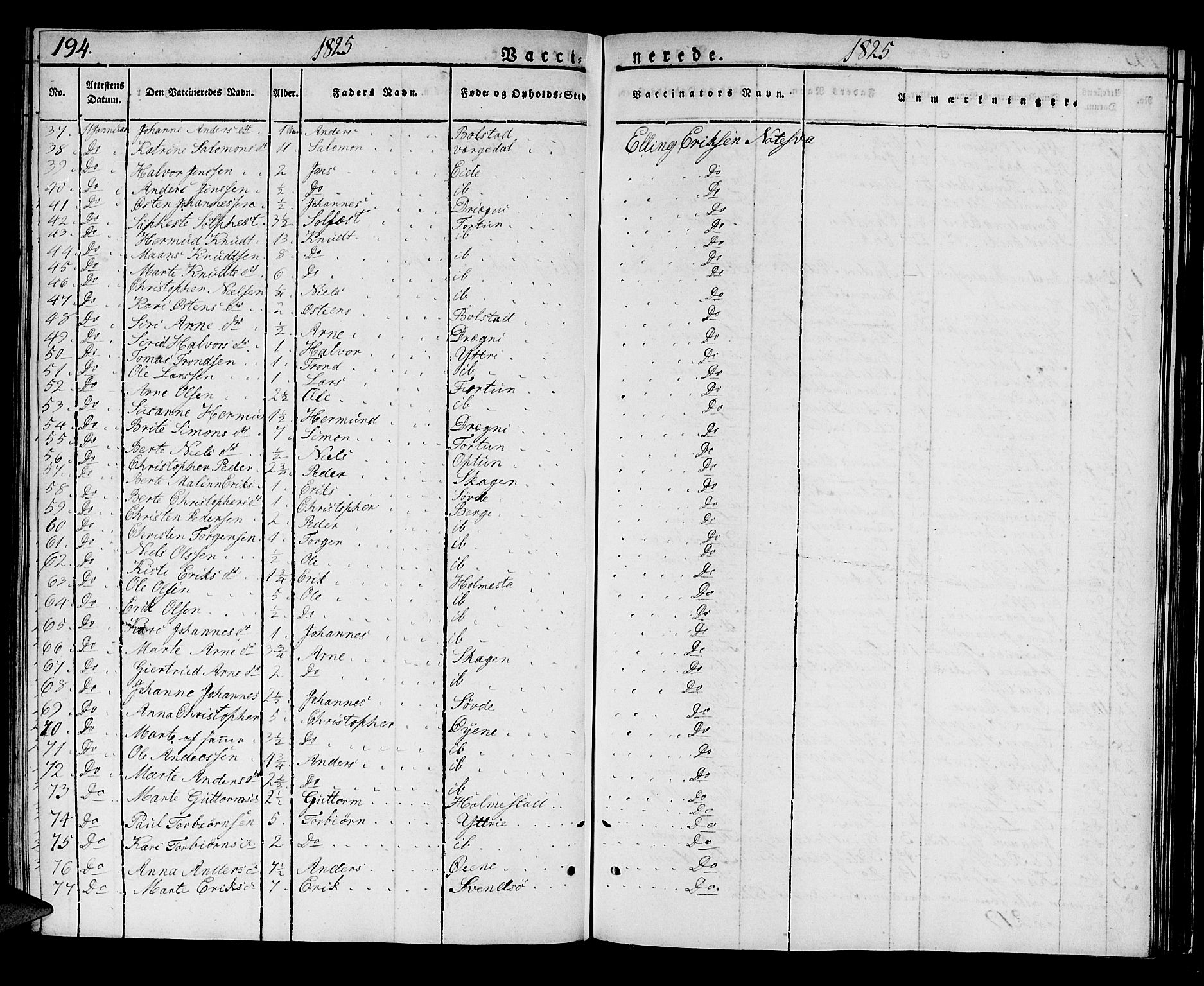 Luster sokneprestembete, SAB/A-81101/H/Haa/Haaa/L0004: Parish register (official) no. A 4, 1821-1832, p. 194