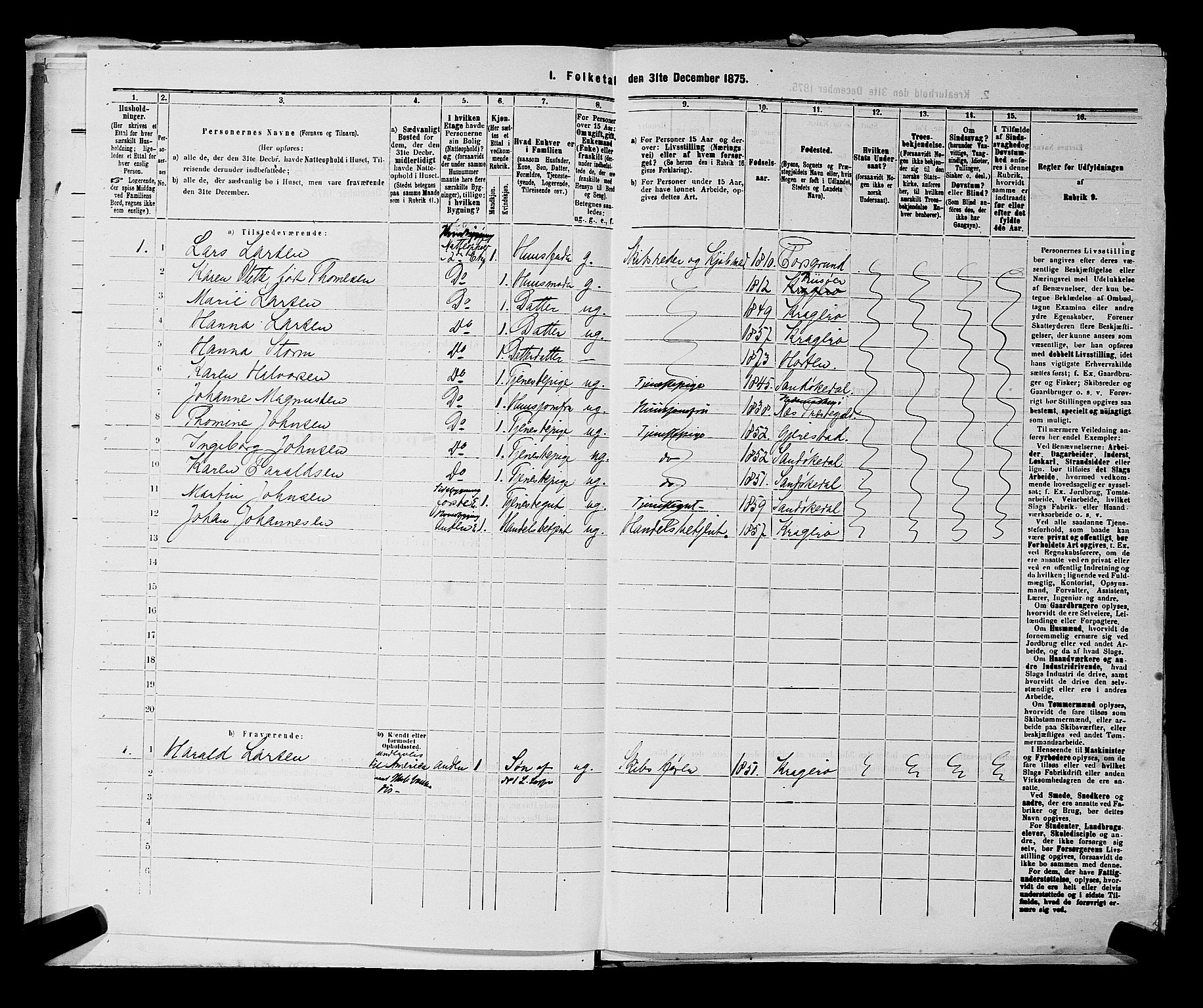 SAKO, 1875 census for 0801P Kragerø, 1875, p. 60