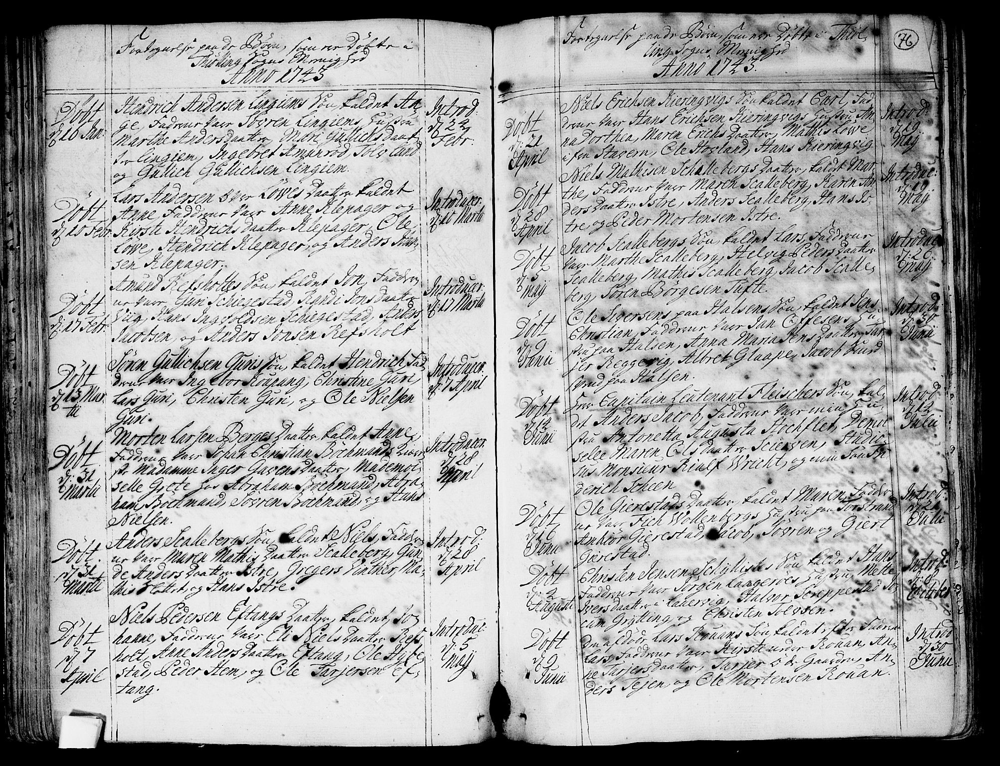 Tjølling kirkebøker, AV/SAKO-A-60/F/Fa/L0003: Parish register (official) no. 3, 1735-1778, p. 76