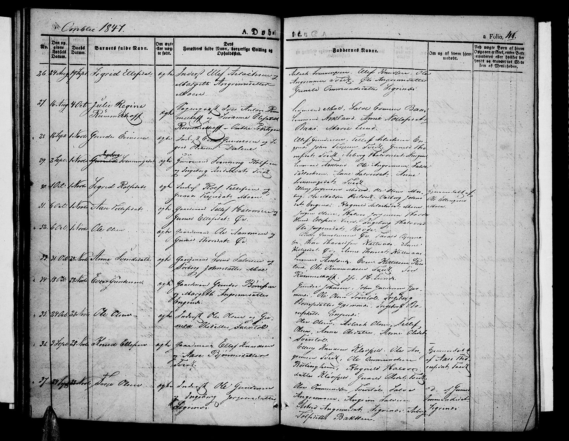 Åmli sokneprestkontor, AV/SAK-1111-0050/F/Fa/Fac/L0007: Parish register (official) no. A 7 /1, 1829-1851, p. 41