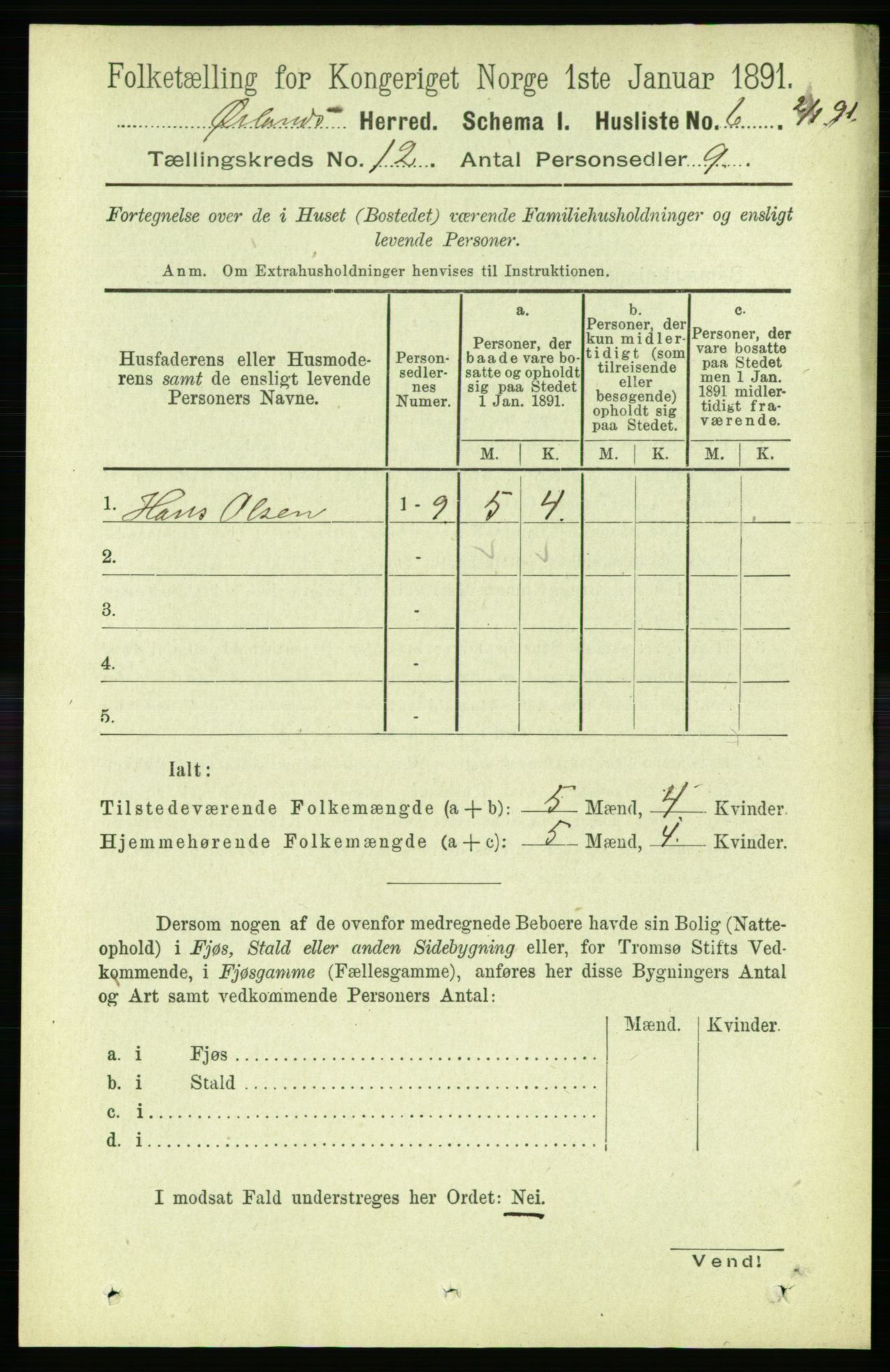 RA, 1891 census for 1621 Ørland, 1891, p. 5179