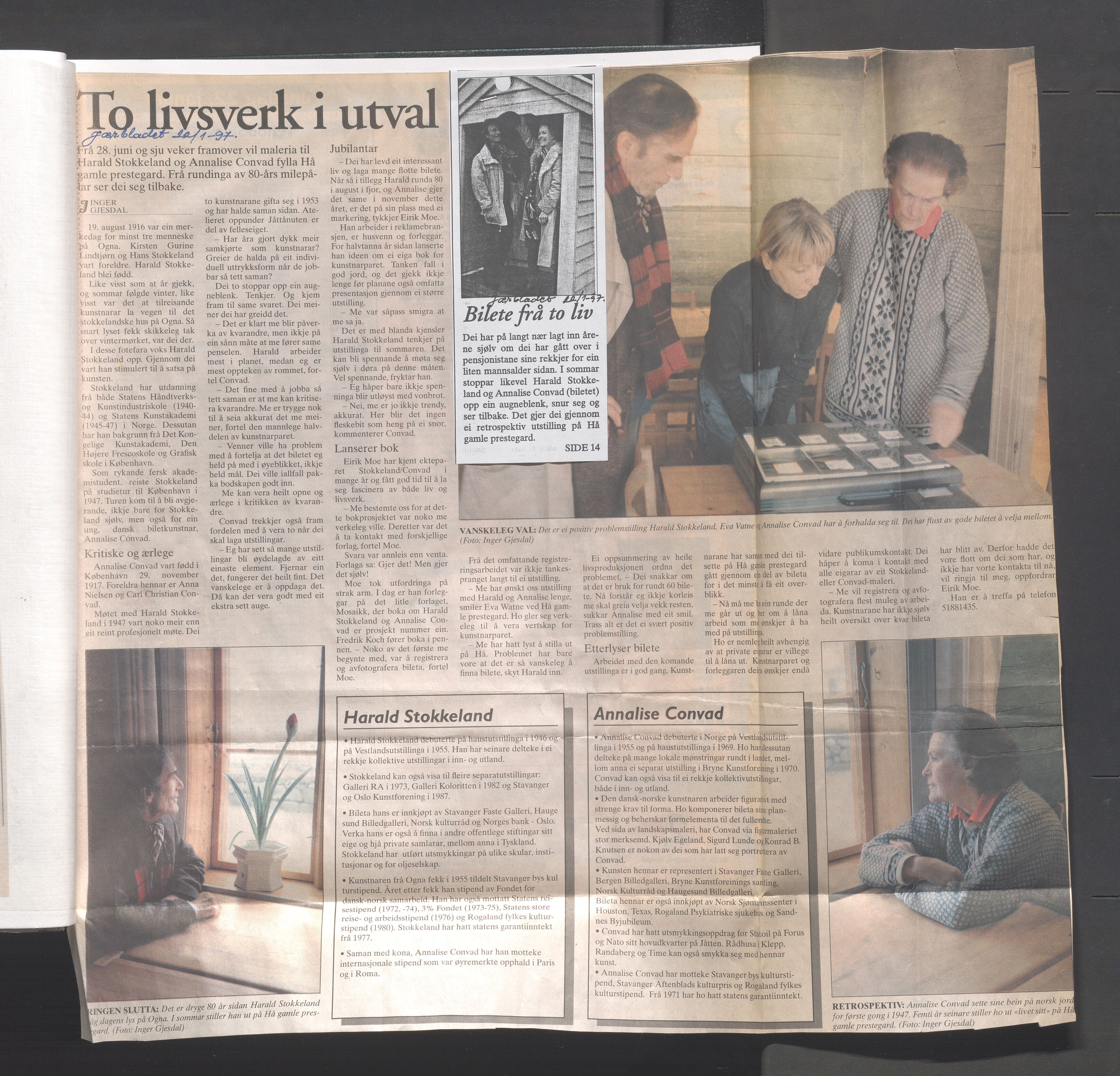 Hå kommune - Kulturetaten, IKAR/A-304/Ub/Ubb/L0011: Avisutklipp - Hå gamle prestegård, 1996-1997