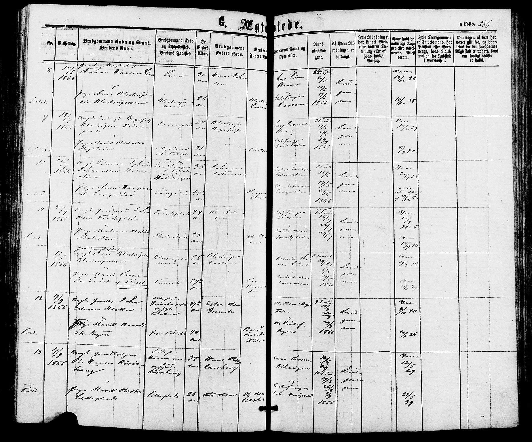 Alvdal prestekontor, AV/SAH-PREST-060/H/Ha/Haa/L0001: Parish register (official) no. 1, 1863-1882, p. 286