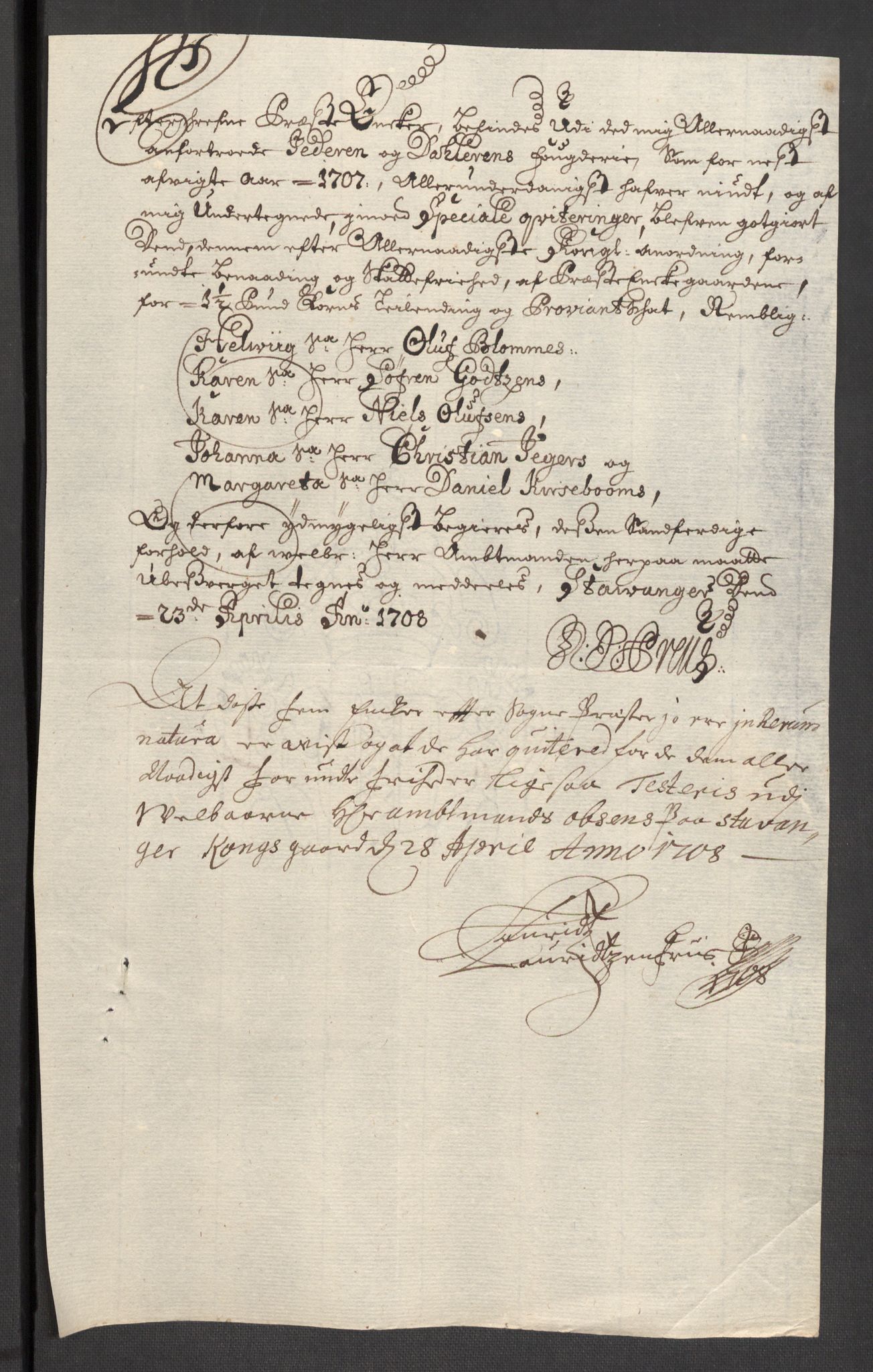 Rentekammeret inntil 1814, Reviderte regnskaper, Fogderegnskap, AV/RA-EA-4092/R46/L2733: Fogderegnskap Jæren og Dalane, 1705-1708, p. 297