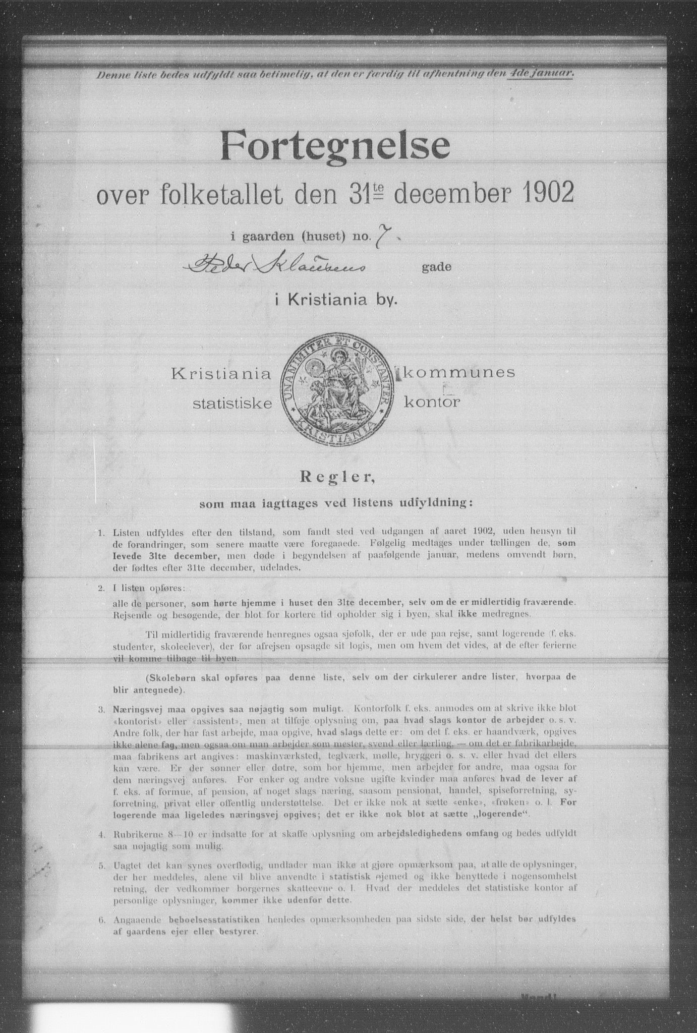 OBA, Municipal Census 1902 for Kristiania, 1902, p. 15030